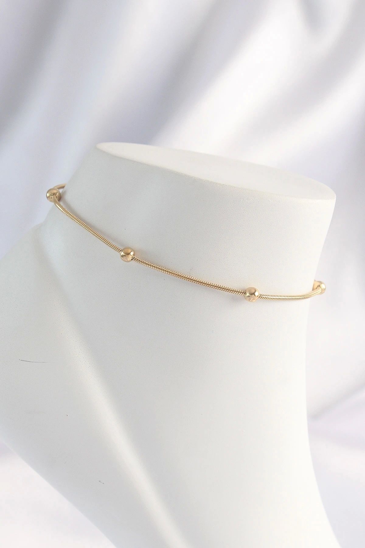 shopwave 316L Çelik Gold Renk Minimal Topçuk Model Halhal