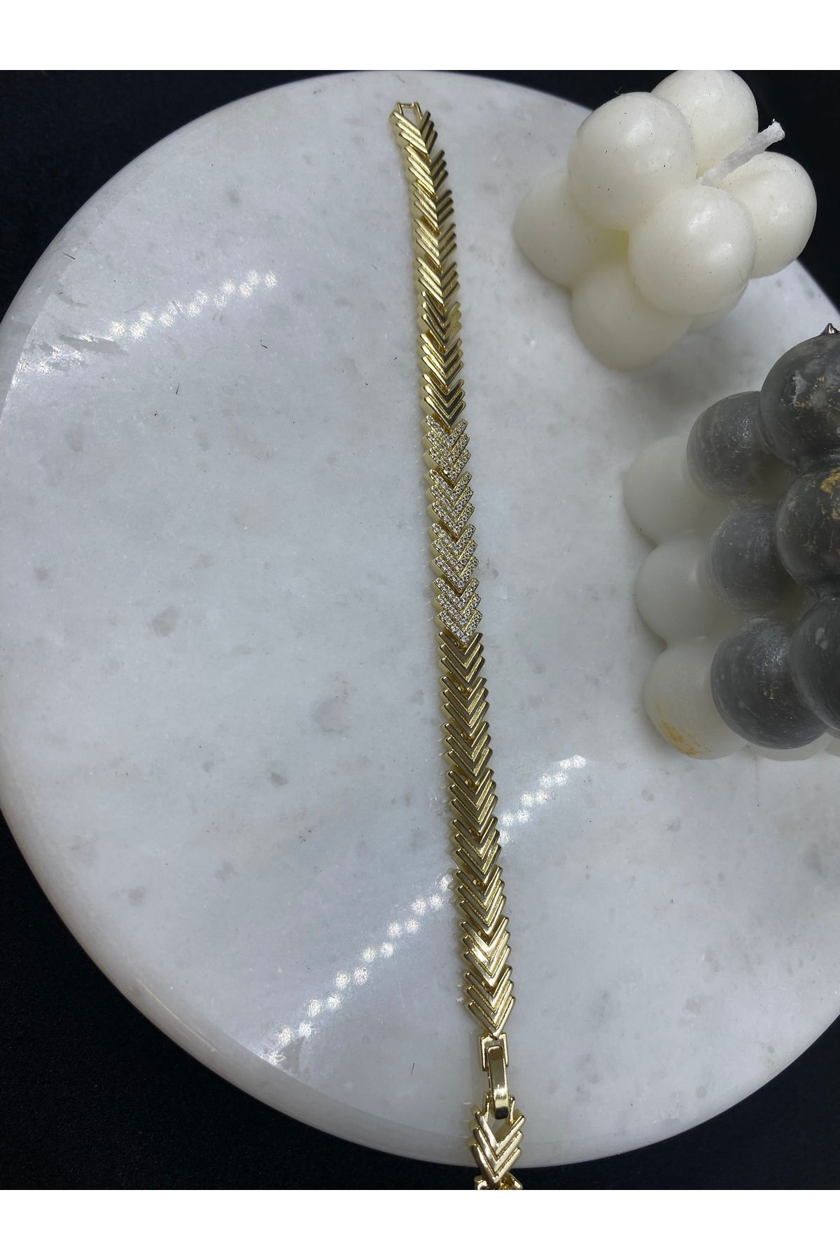 Byoz store 14k altın kaplama zirkon taş gol taşlı tasarım bileklik