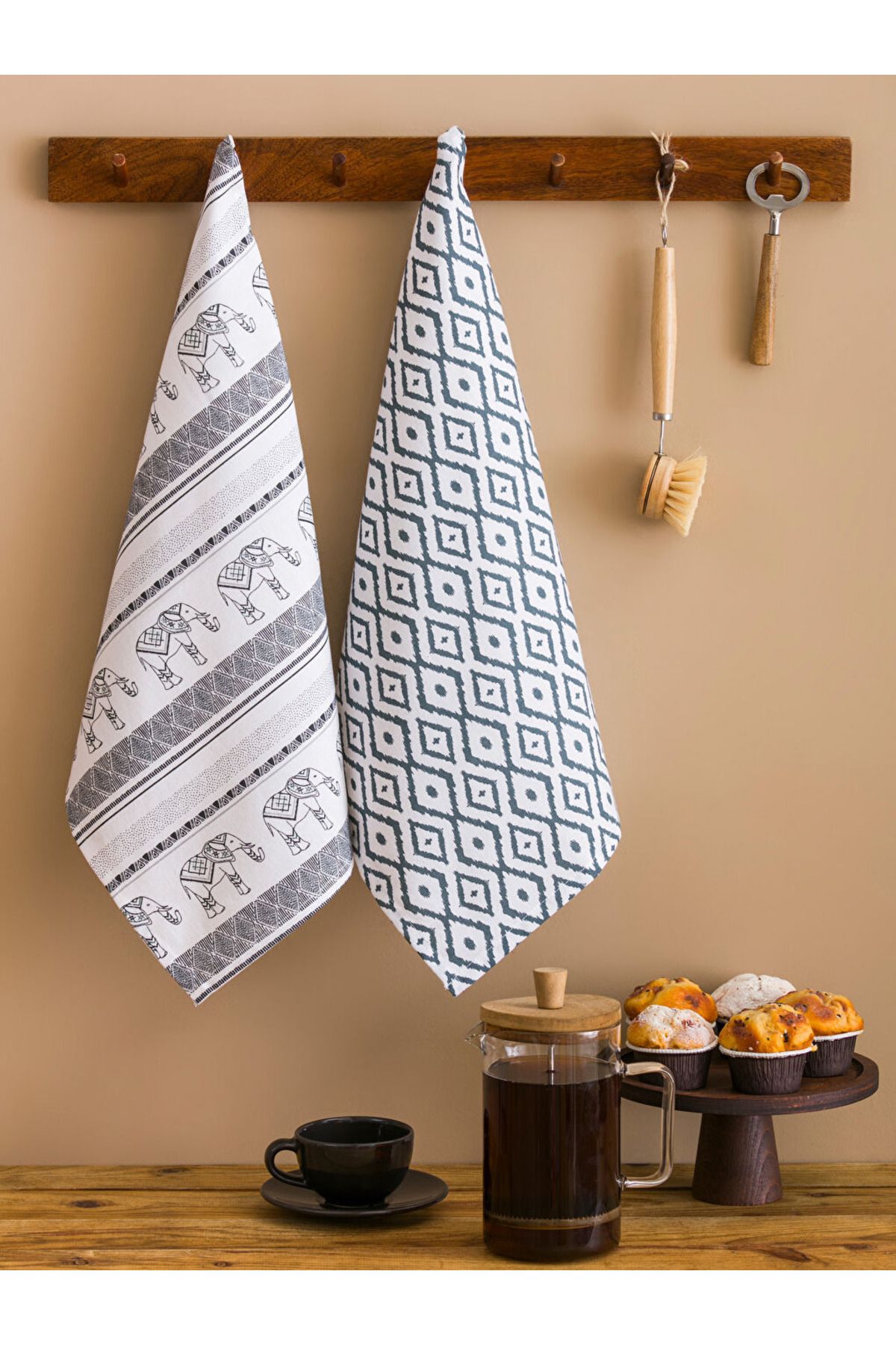 LC Waikiki LCW HOME Gri Baskılı Kurulama Bezi 2'li 40x50 cm