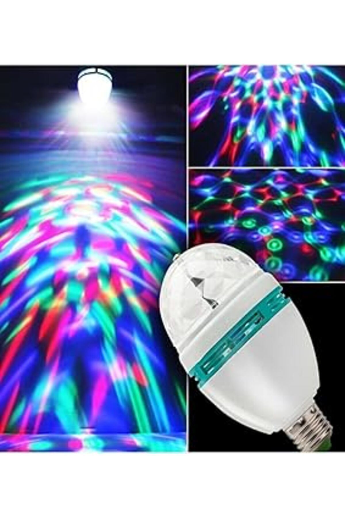 TBSProjects Mobee Renkli Disko Ampulü Lambası E27 Duy Led Ampul Dönen Disco Topu