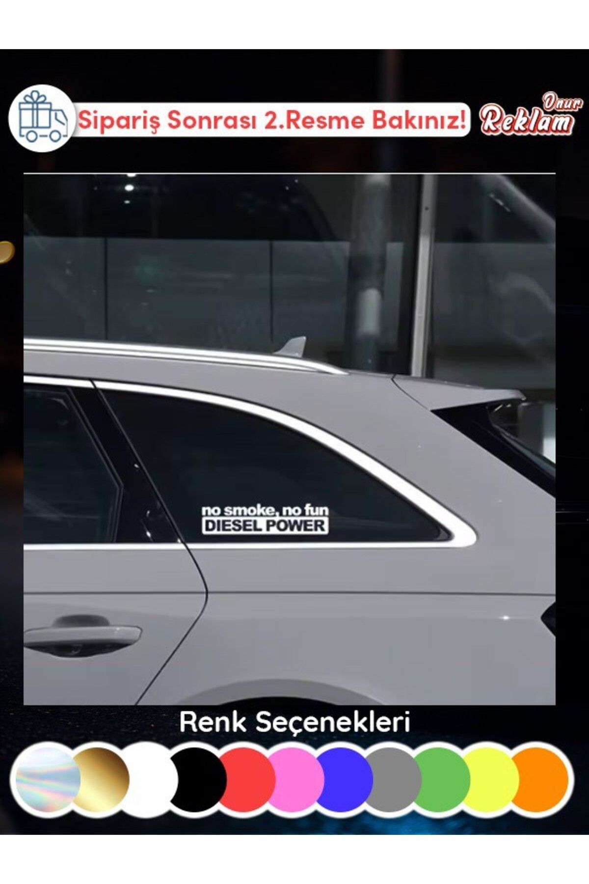 Onur Reklam No Smoke No Fun POWER Sticker | Araba Camı ve Motosiklet Etiketi – Renk Seçenekli