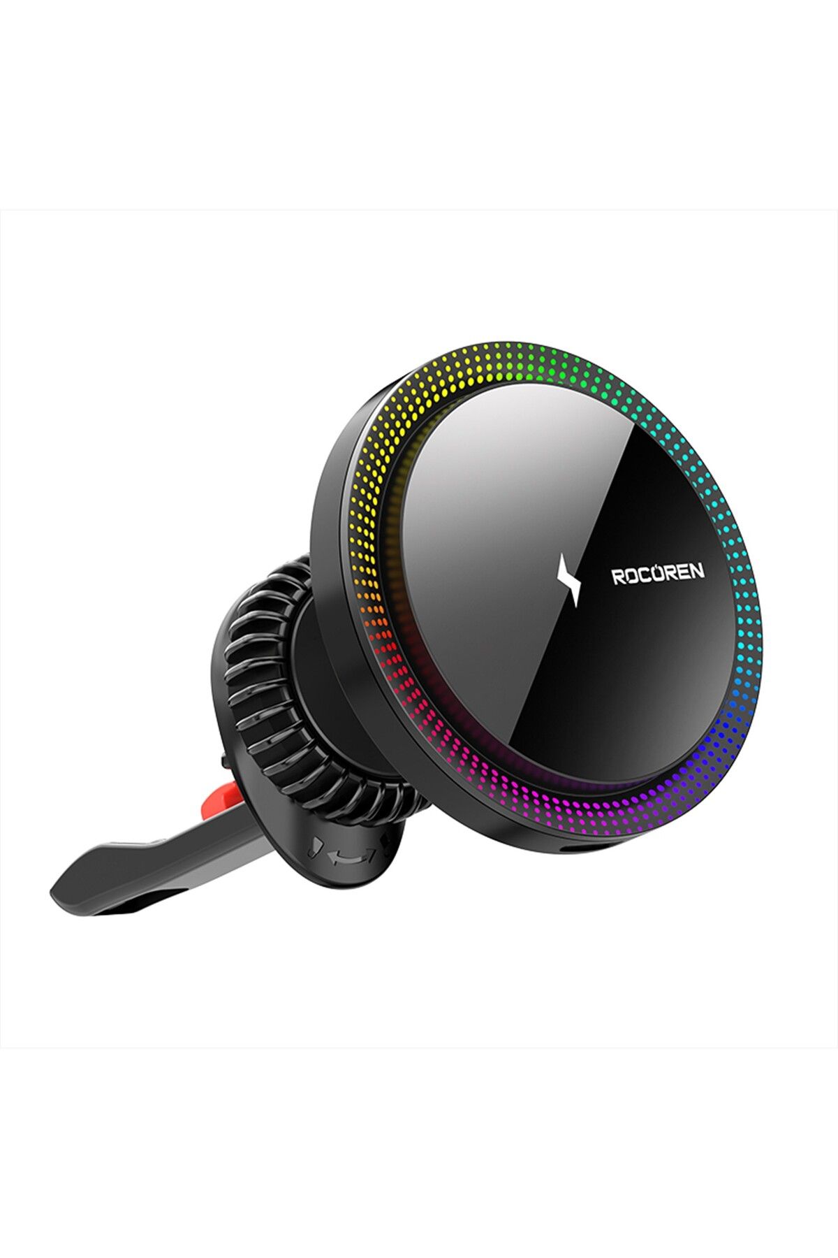 Rocoren 15W Kablosuz Şarj Destekli Magsafe Uyumlu RGB Işıklı Araç içi Telefon Tutucu