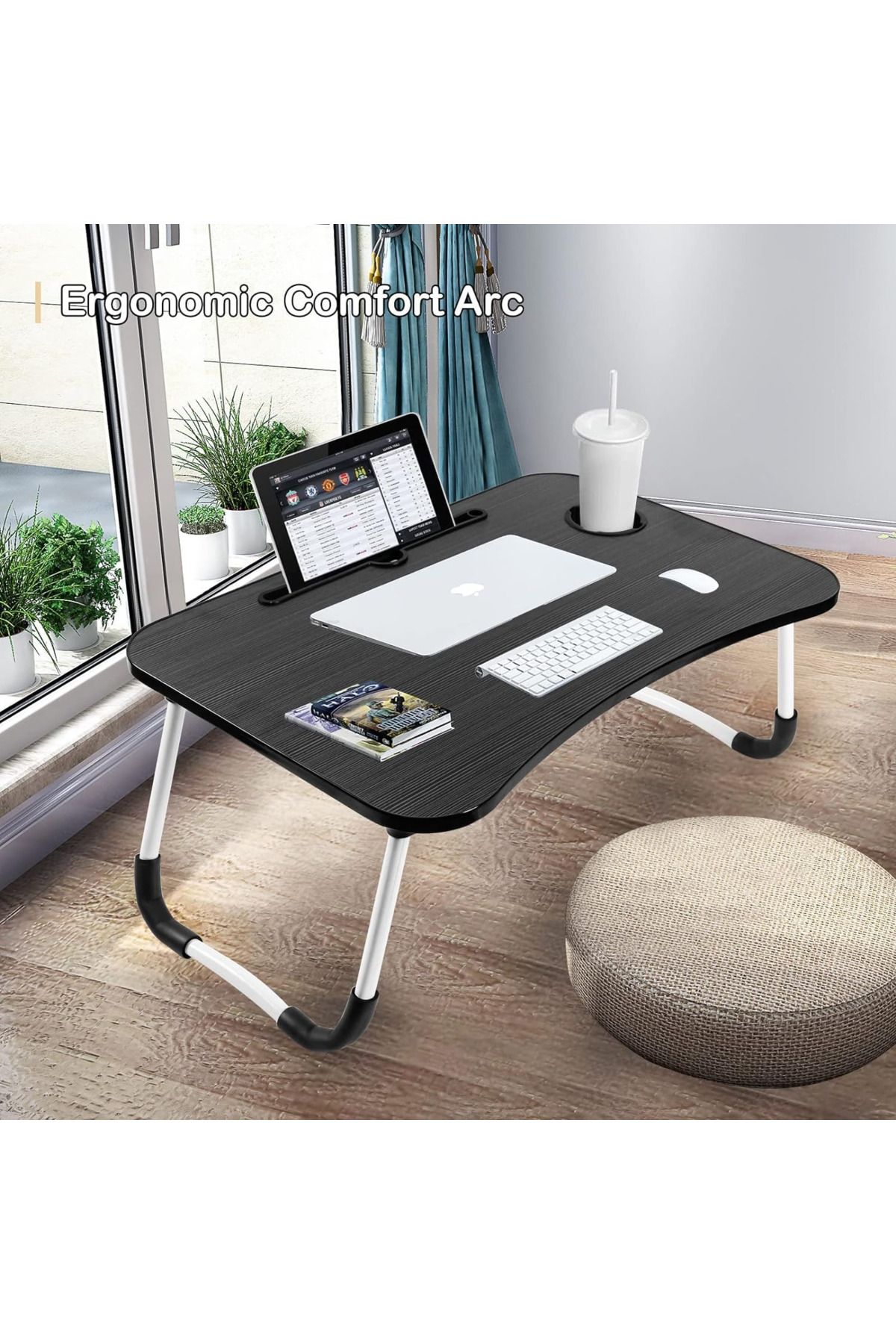 Primo Plus-Portable Folding Laptop Desk For Bed，With Ipad And Cup Holder Adjustable Lap Tray Notebook Stand 6