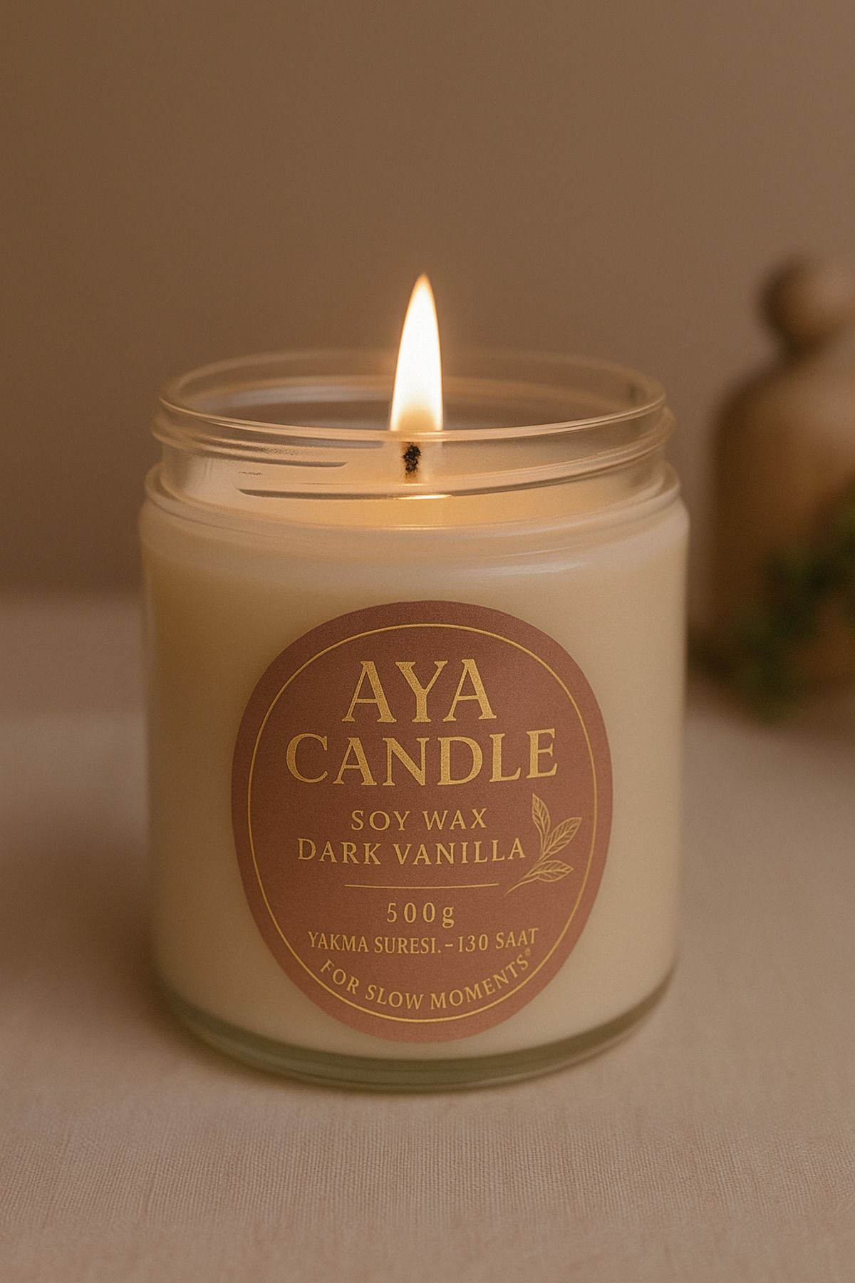 AYA CANDLE El Yapımı Kokulu Mum – Yasemin & Lilyum – 500g Soya Wax – AYA Candle Koleksiyon