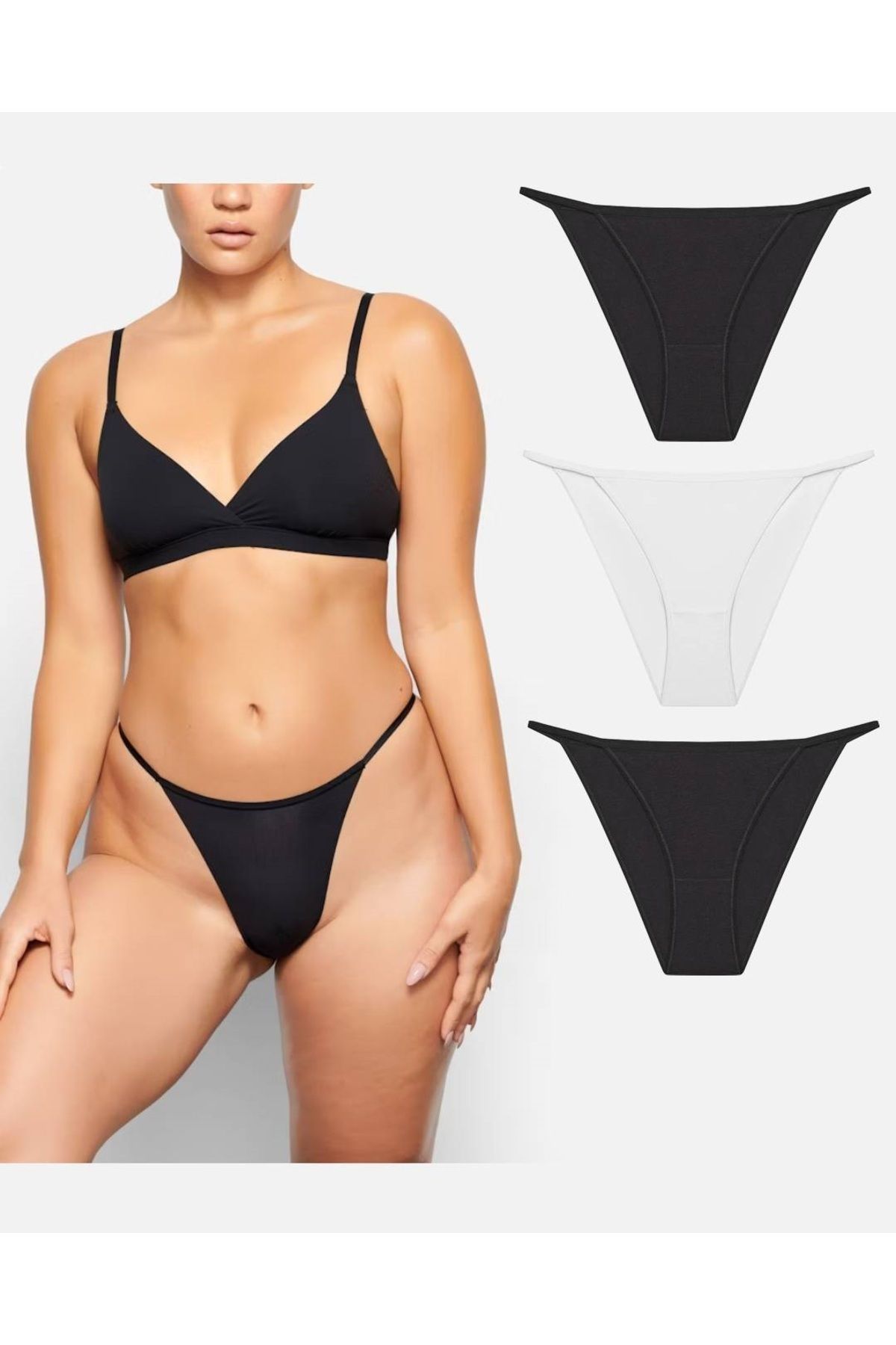 GECKO COLLECTION kadın slip bikini yan lastikli külot 3 adet