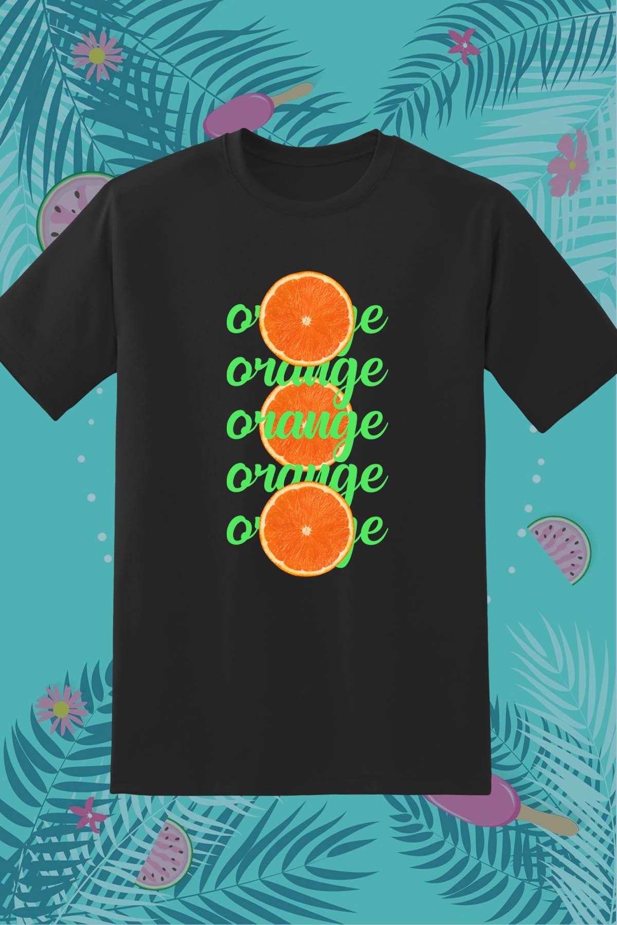 362BASKI Yaz Temalı Portakal Dilimleri Orange Baskılı Tshirt