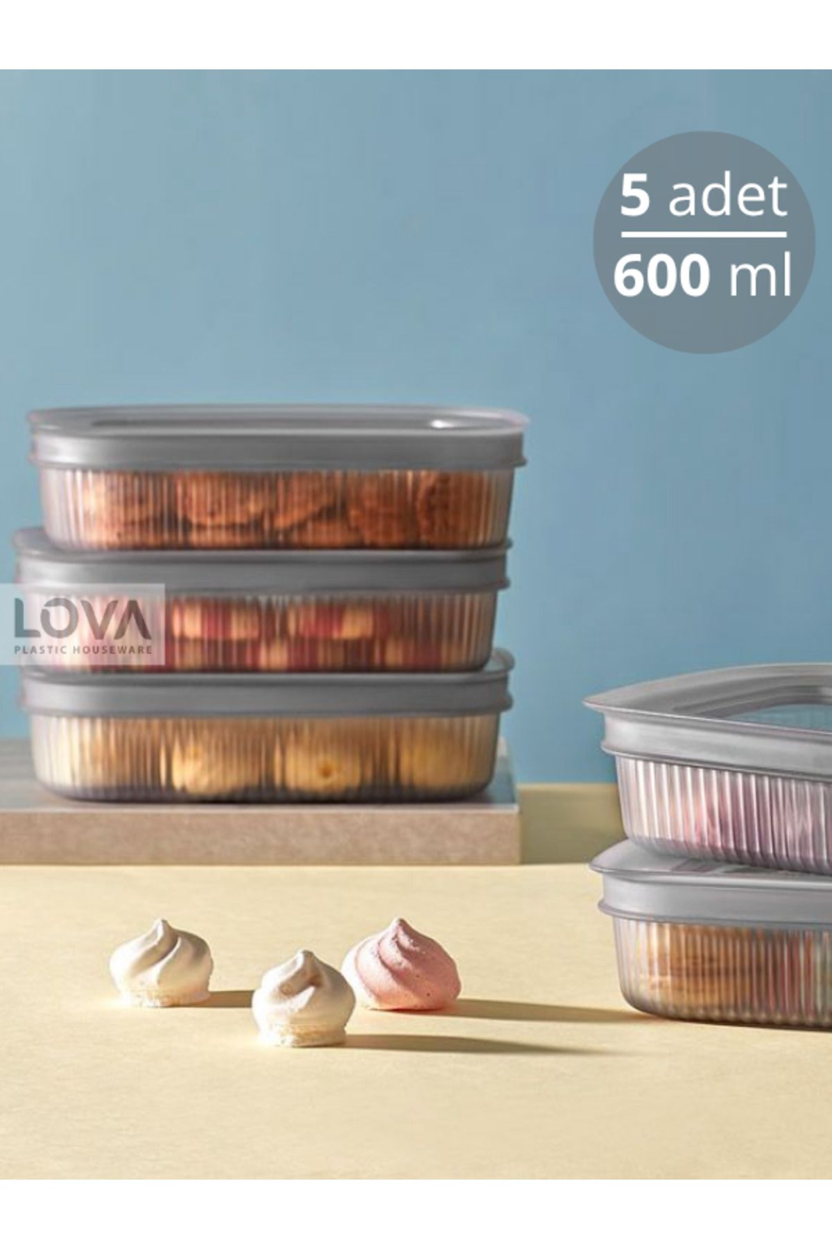 Lova Shell Kapaklı Saklama Kabı (5 Adet)