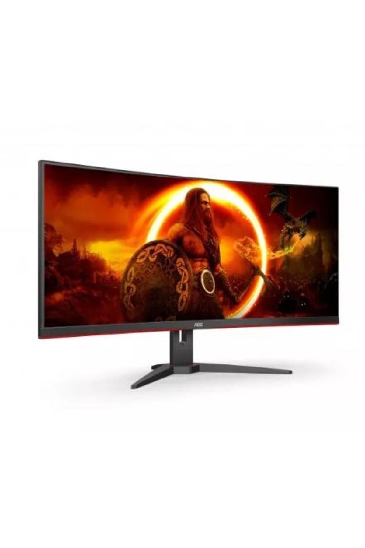 Aoc-34" Curved Gaming Monitor, UWQHD, 144Hz, 1ms, VA LED, HDMI/DP, Pivot, Black/Red 2