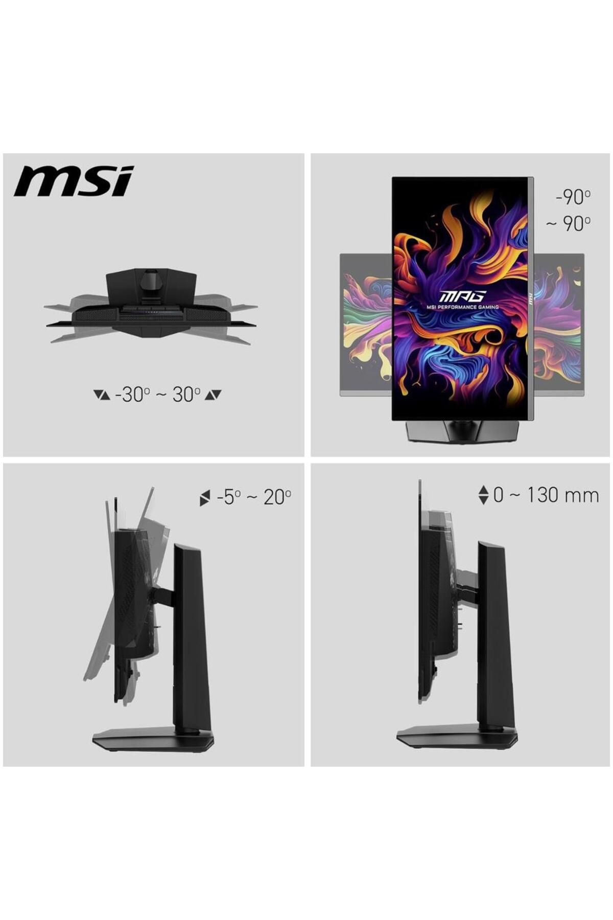 MSI-MSI MPG 26.5" Gaming Monitor QD-OLED, UHD, 240Hz, 0.03ms, Pivot, HDMI/DP, Black 4