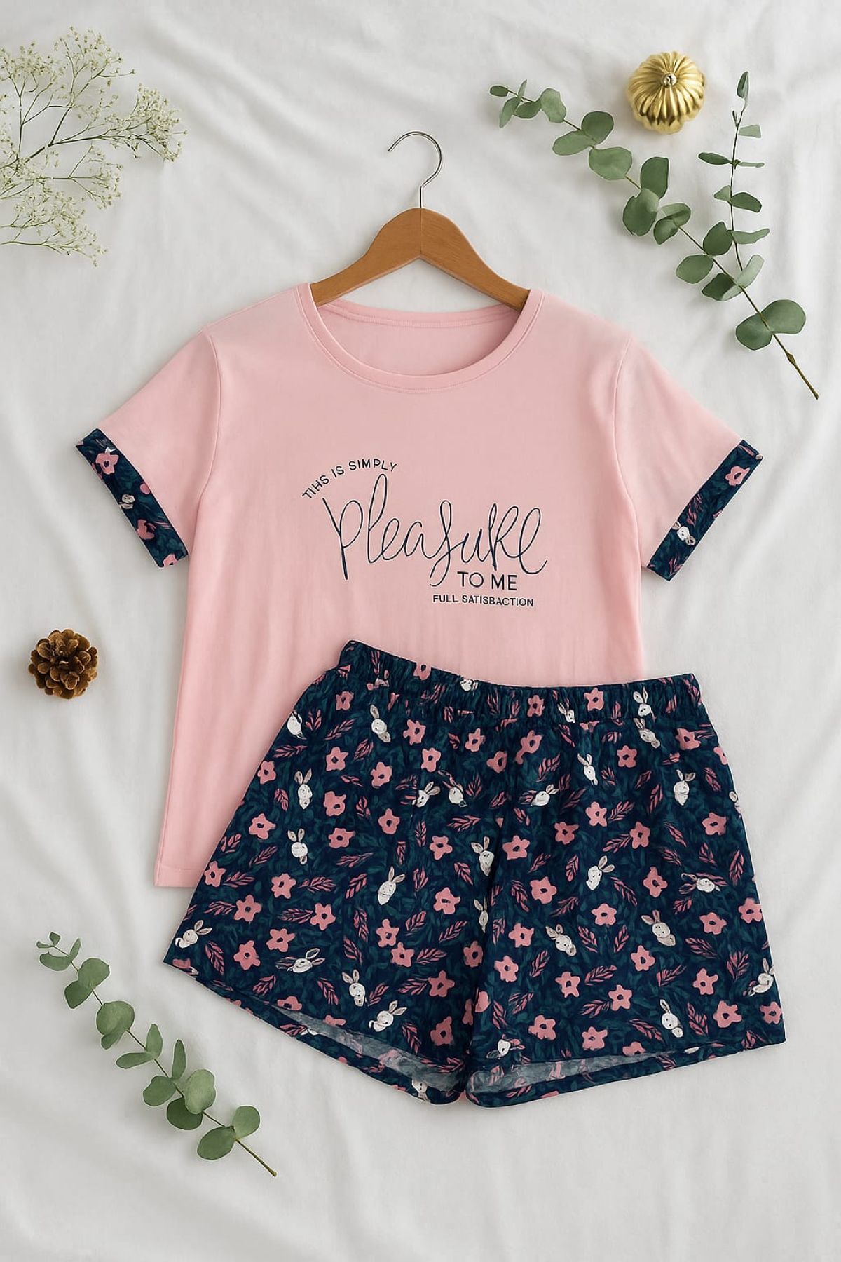 enmodaiçgiyim %100 Pamuk Viskon Kadın Şortlu Pijama Takımı - Rahat Kalıp ve Şık