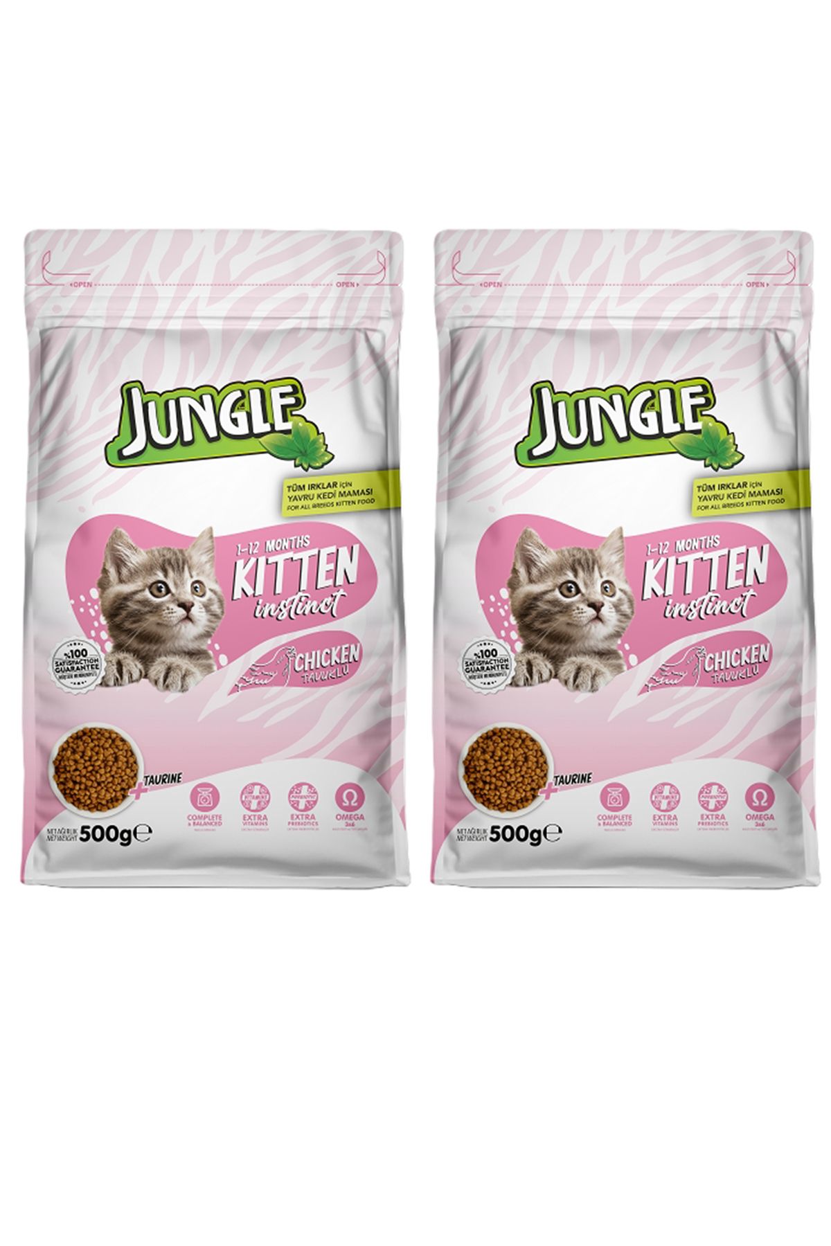 Jungle 500 GR KURU KEDİ MAMASI YAVRU TAVUKLU 2'Lİ
