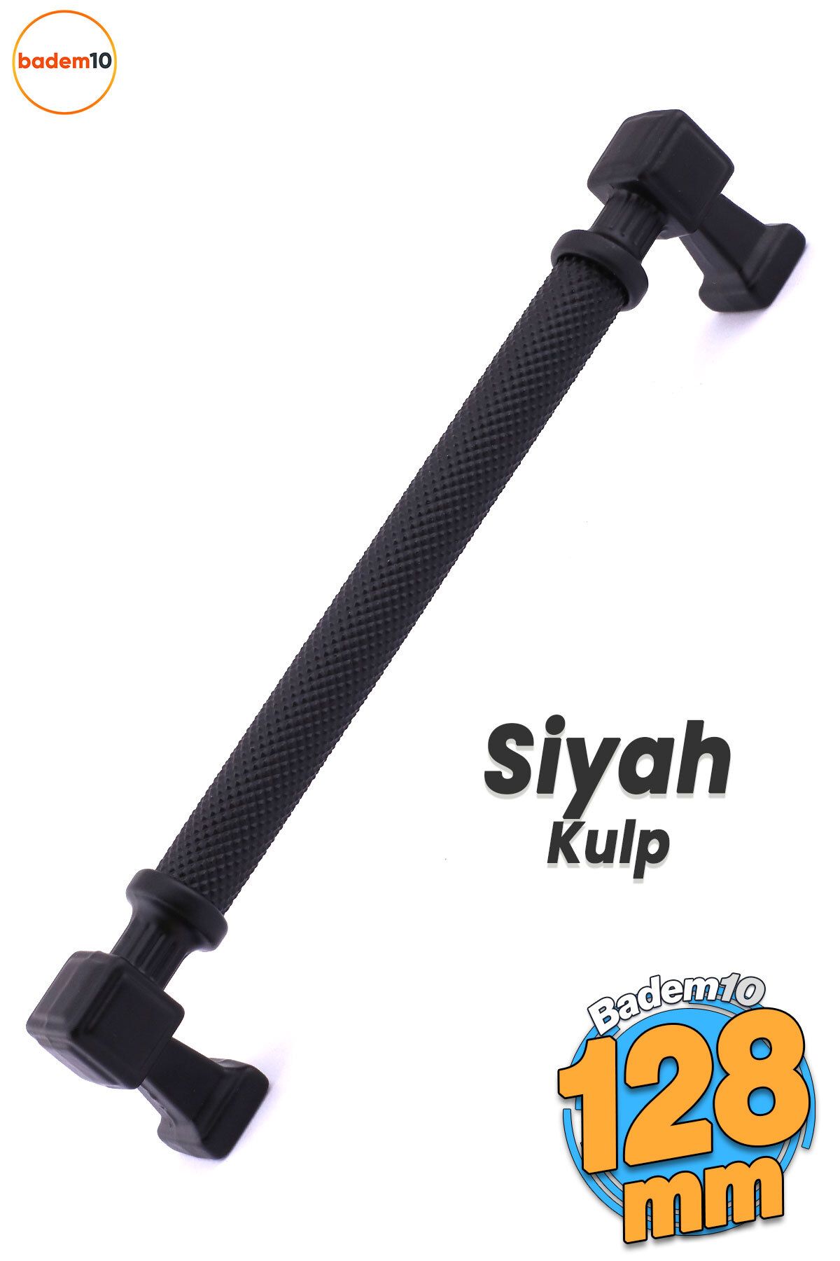 Badem10 Desenli Mat Siyah Metal Kulp 128 mm Mobilya Çekmece Mutfak Dolabı Dolap Modern Kapak Kulpları