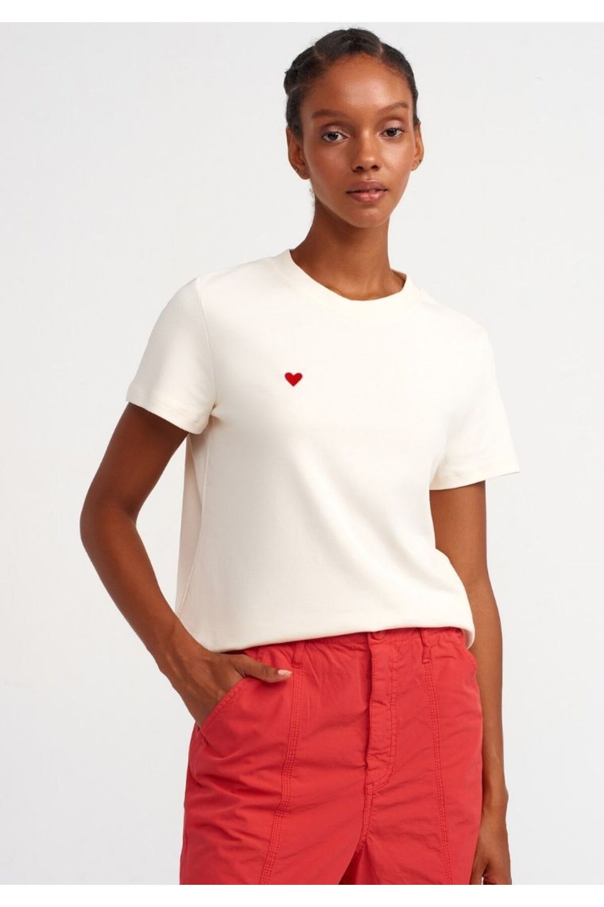 Dilvin 30584 DİL Bisiklet Yaka Pamuklu Tshirt