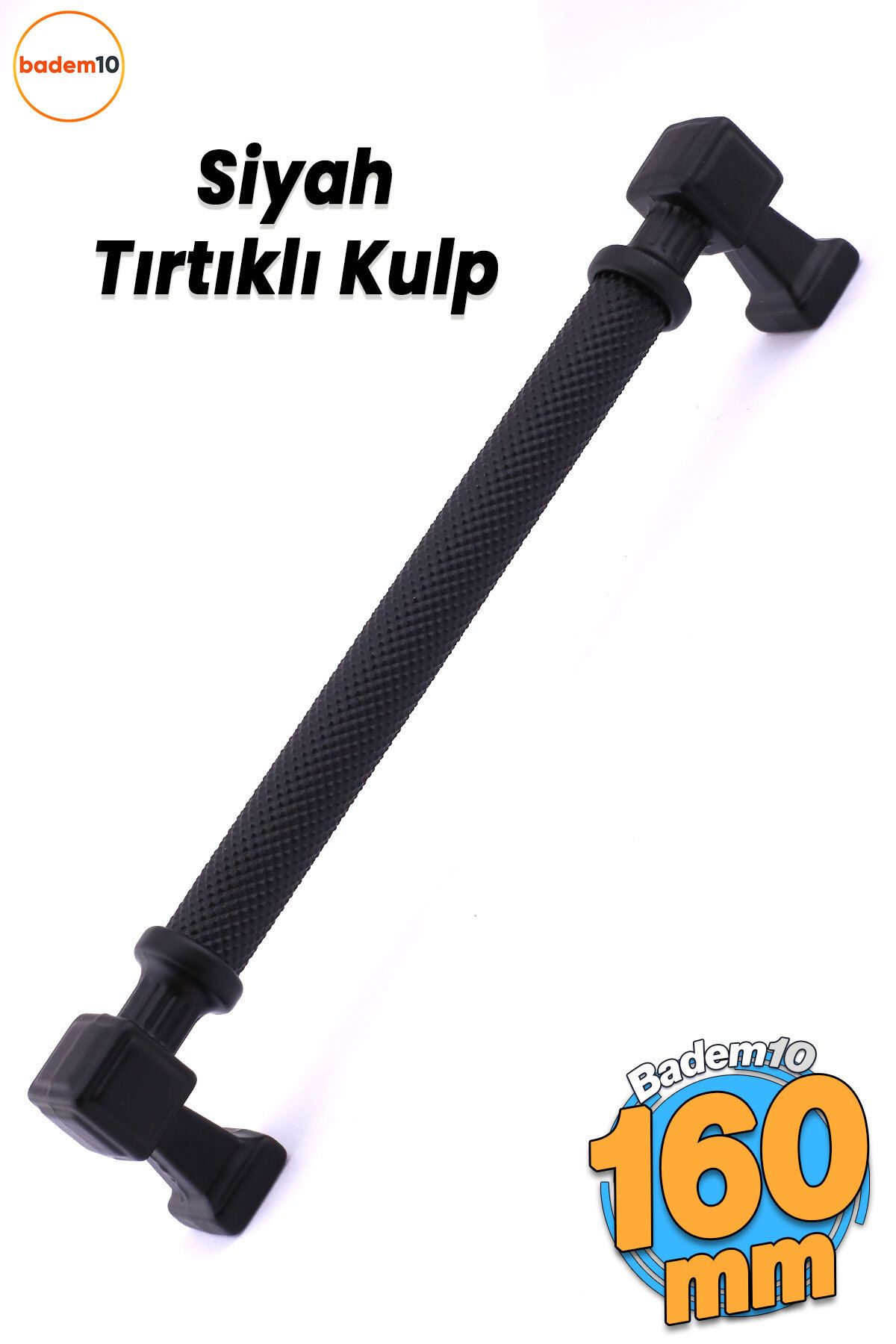Badem10 Desenli Mat Siyah Metal Kulp 160 mm Mobilya Çekmece Mutfak Dolabı Dolap Modern Kapak Kulpları