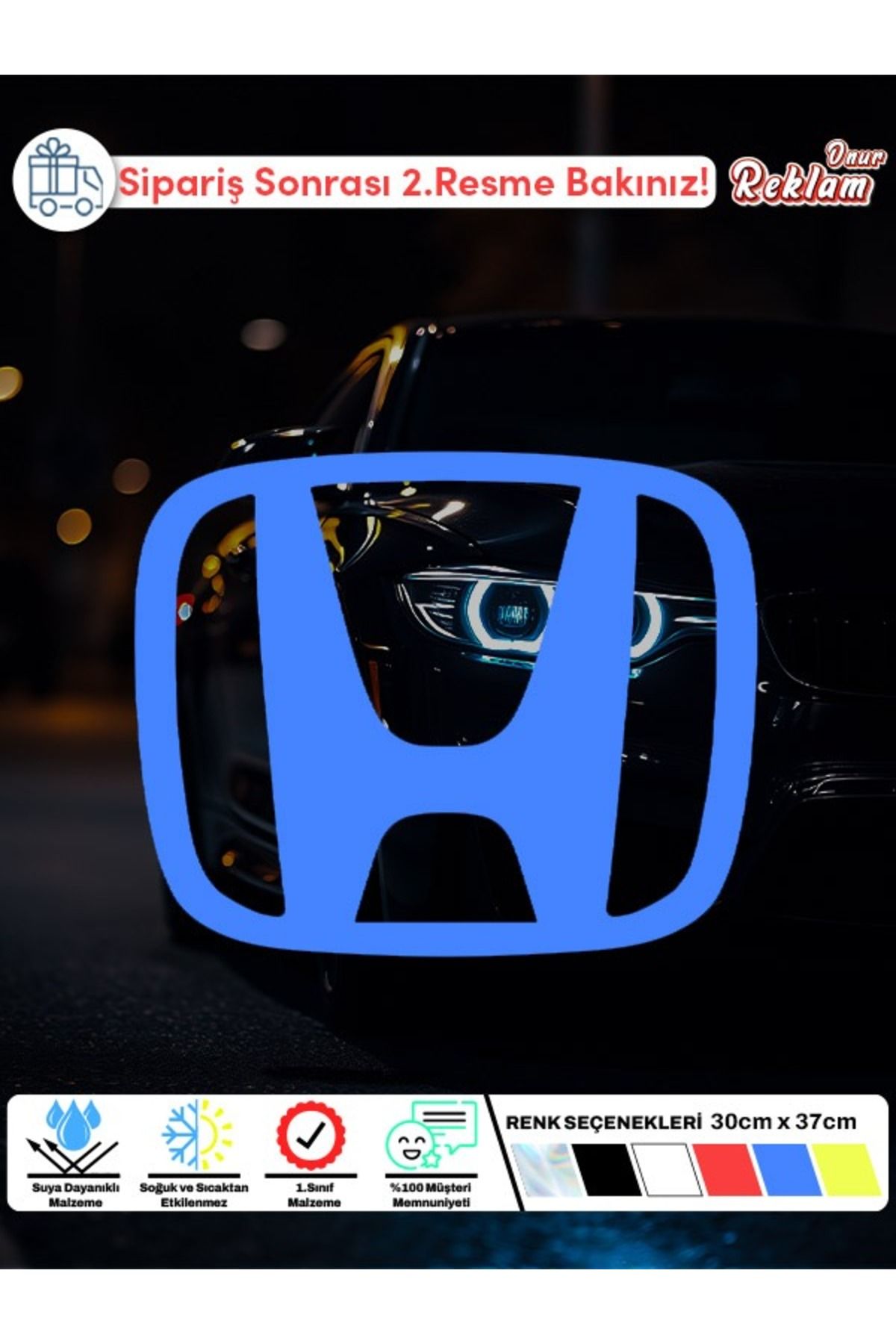 Onur Reklam Honda Logo Sticker | 30x37 cm Büyük Araba Camı & Tavan Etiketi