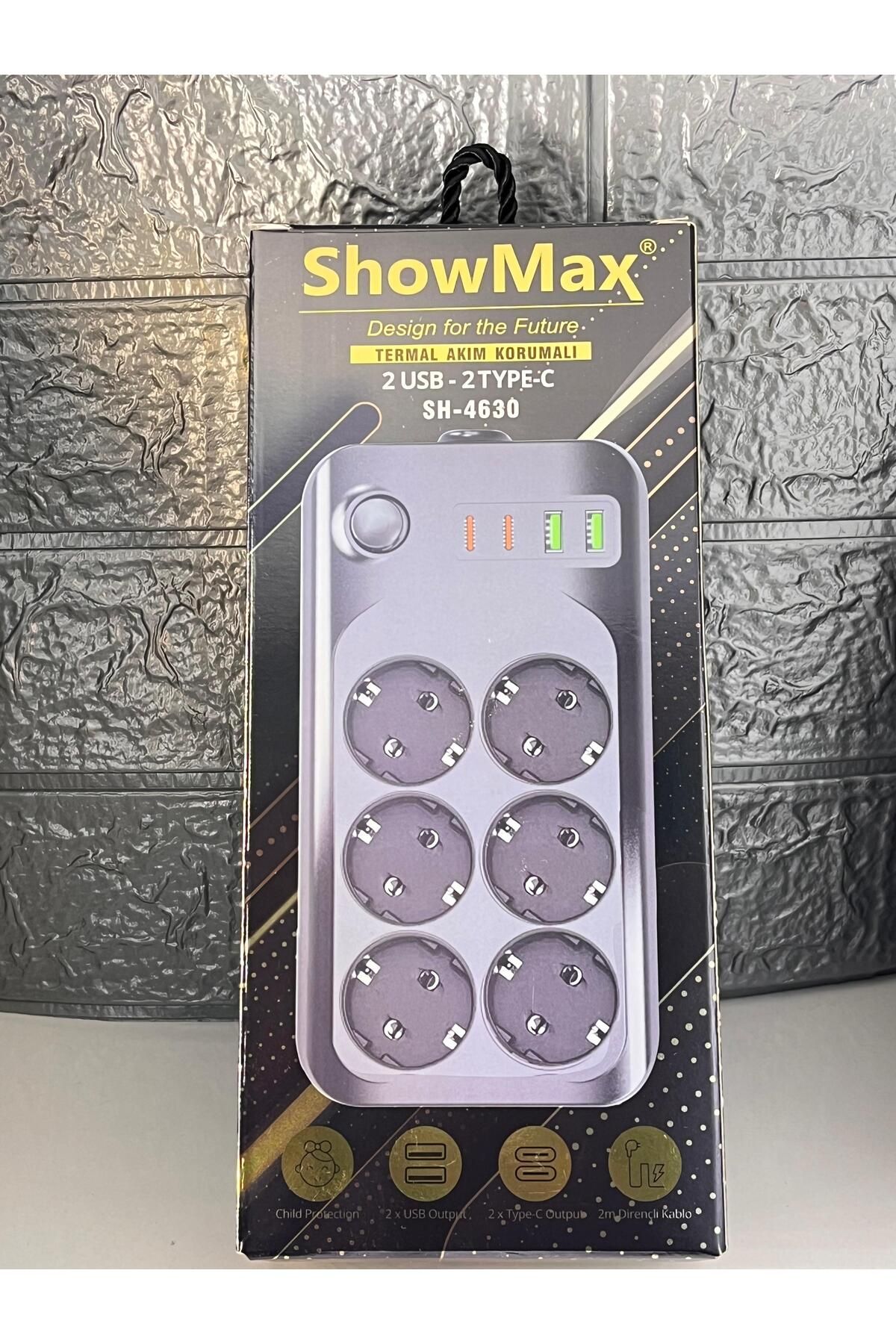 ShowMax Termal akım korumal priz 2usb-2type-c 6power socket