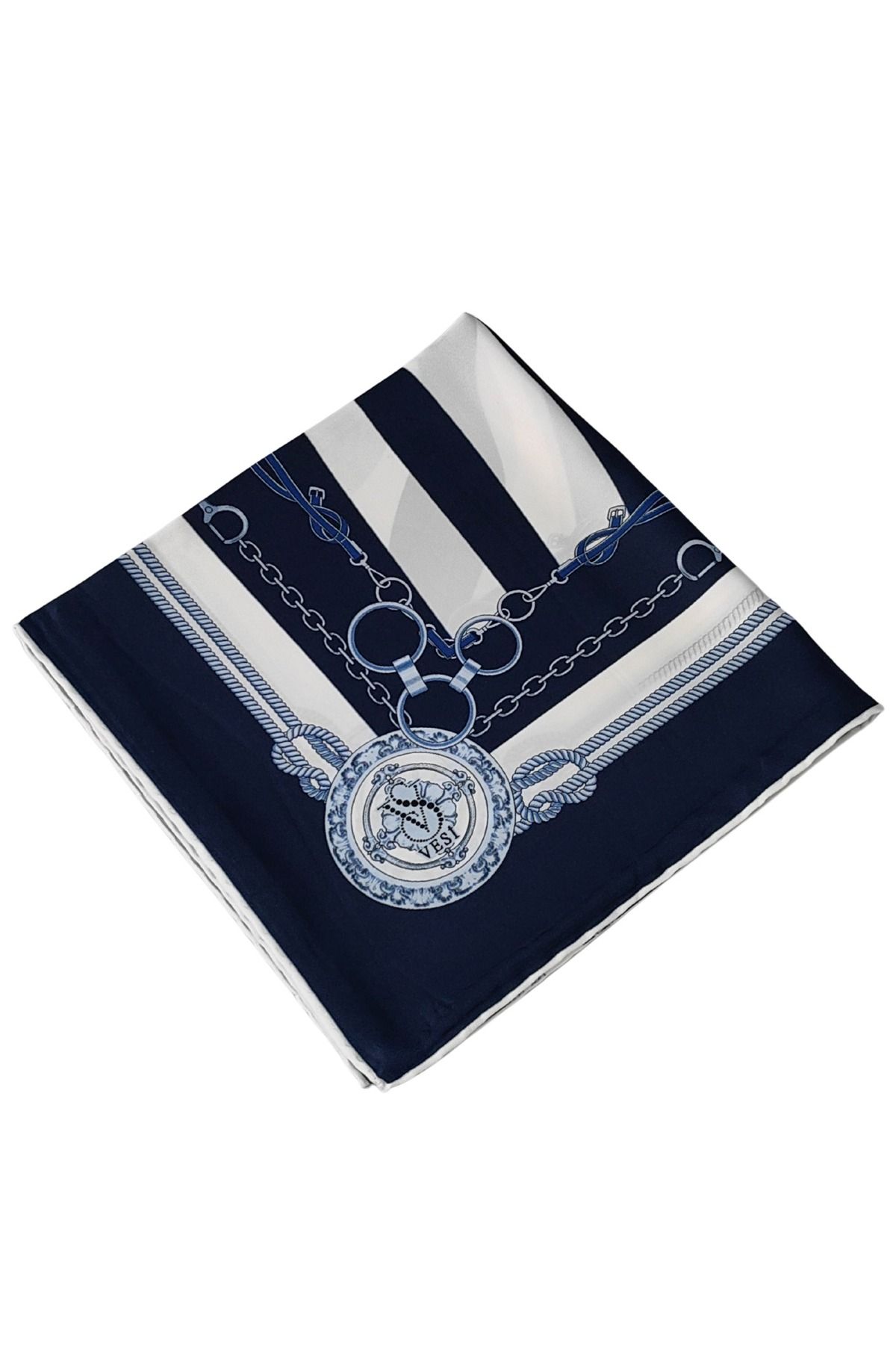 mim eşarp VESİ Eşarp Zincir Desenli Sport Twill Eşarp 120x120 cm