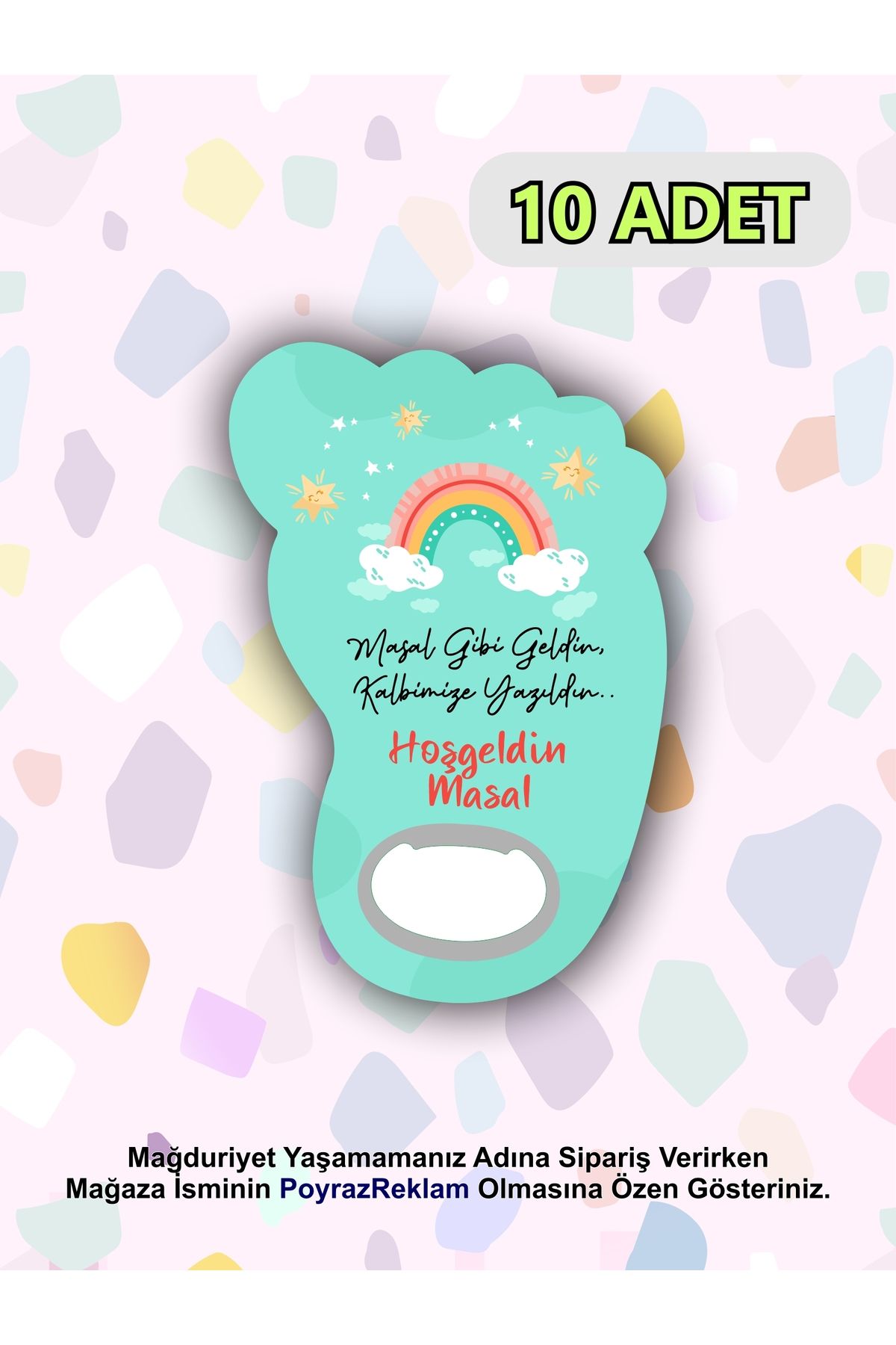 PoyrazReklamTasarım Ayak Şeklinde Magnet Açacak - Bebek - Yenidoğan - Baby Shower - Erkek/Kız Bebek Hediyelik (10 ADET)