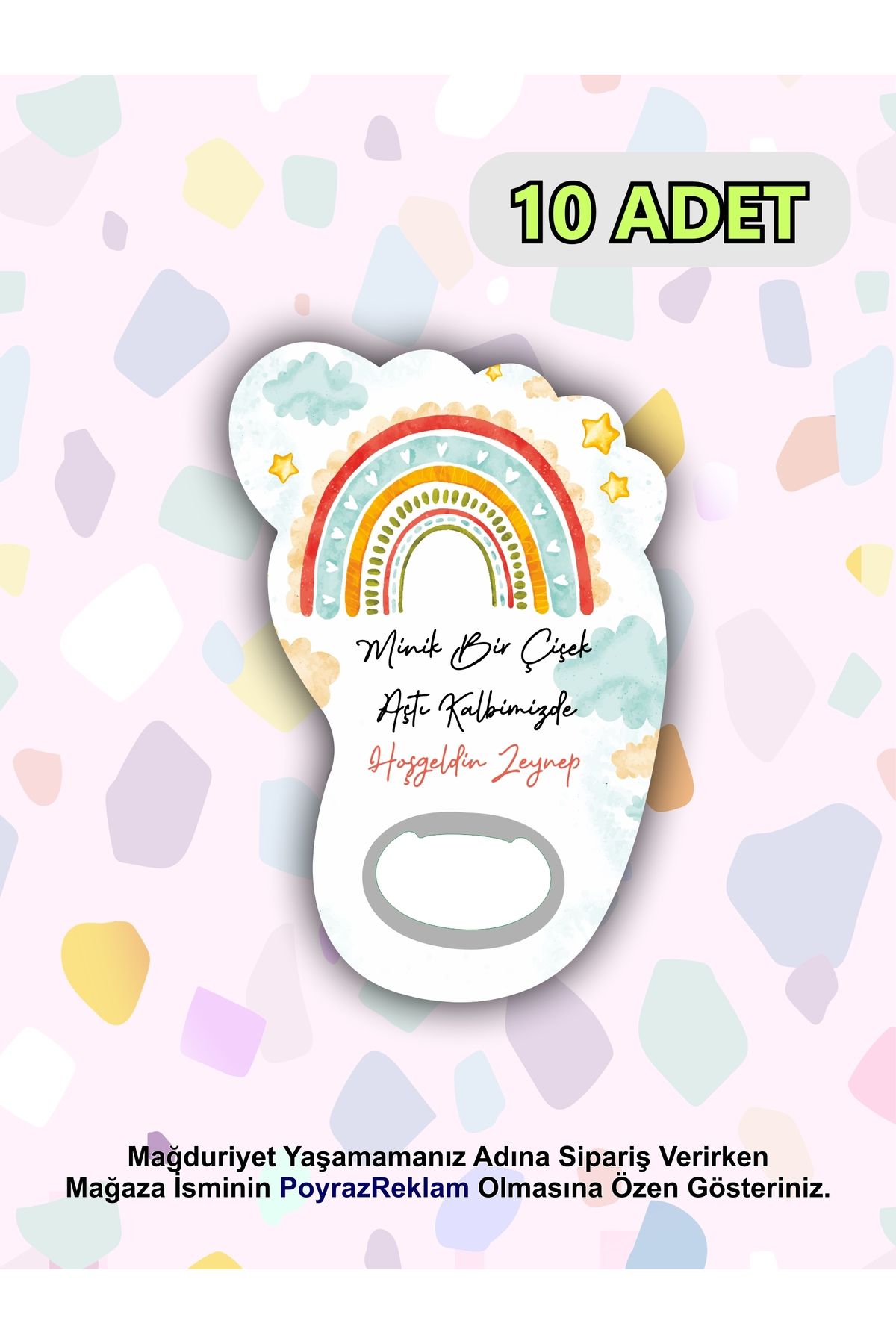 PoyrazReklamTasarım Ayak Şeklinde Magnet Açacak - Bebek - Yenidoğan - Baby Shower - Erkek/Kız Bebek Hediyelik (10 ADET)
