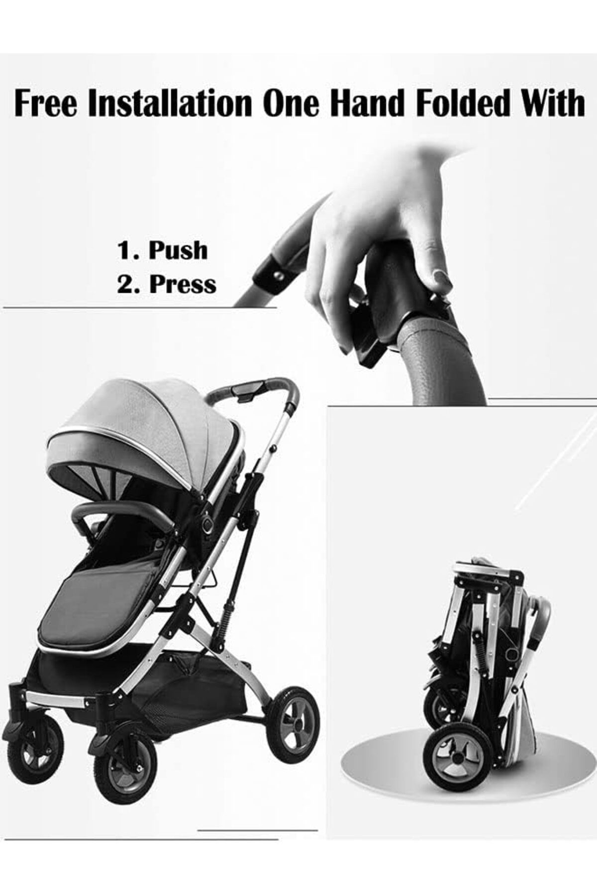 Generic-Lightweight Stroller with Extended Canopy Sit and Lay Lightweight Folding Two-Way Shock Absorption a 7