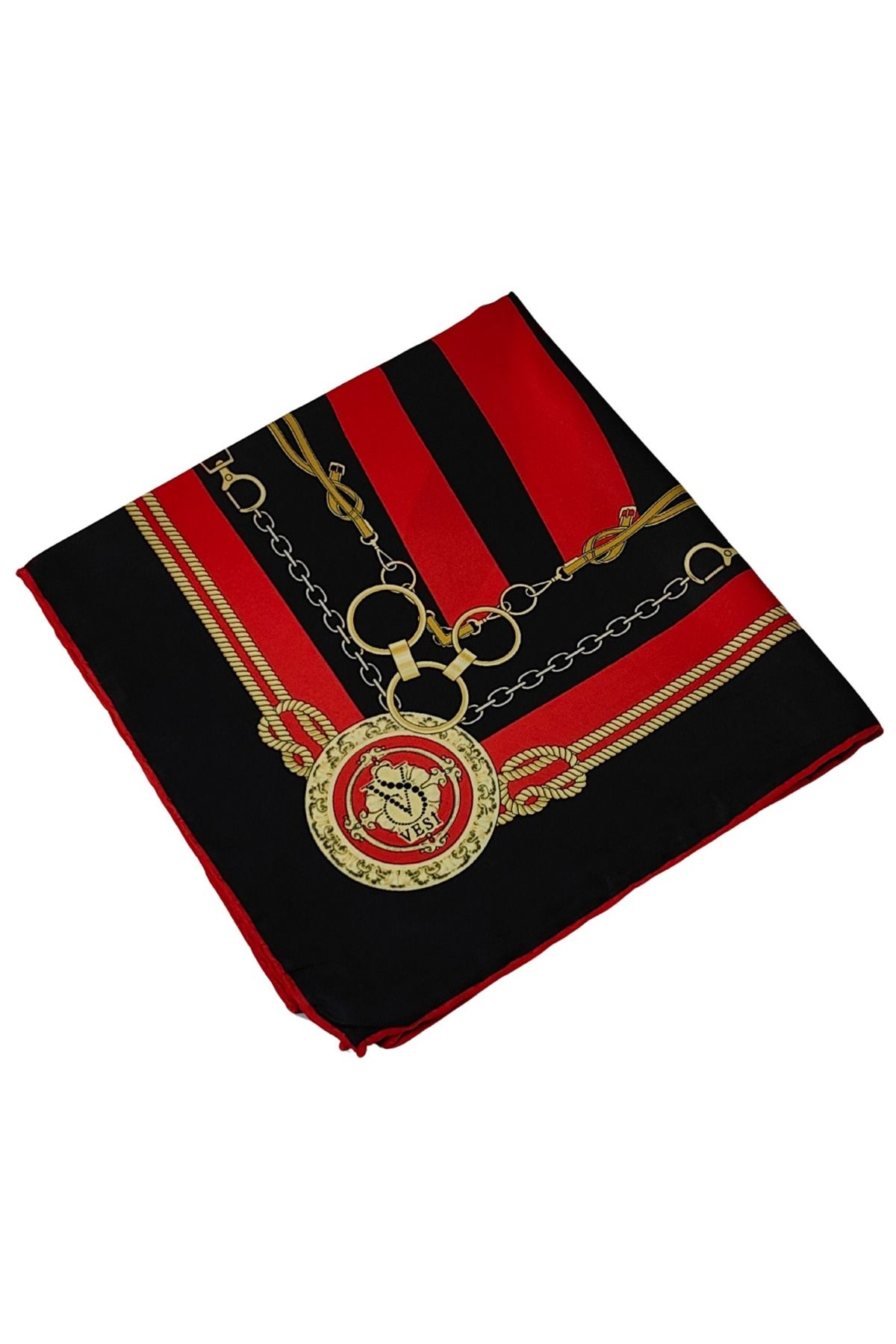 mim eşarp VESİ Eşarp Zincir Desenli Sport Twill Eşarp 120x120 cm