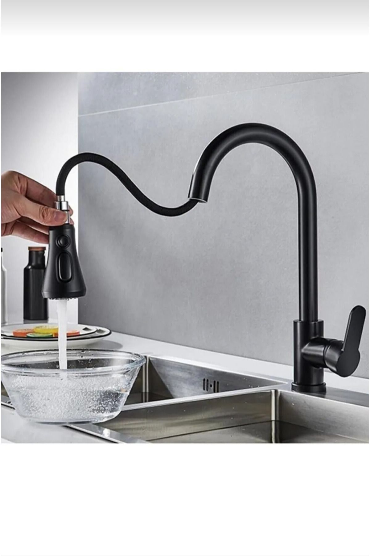TOPTANFONİ Inox spiralli mutfak bataryası siyah