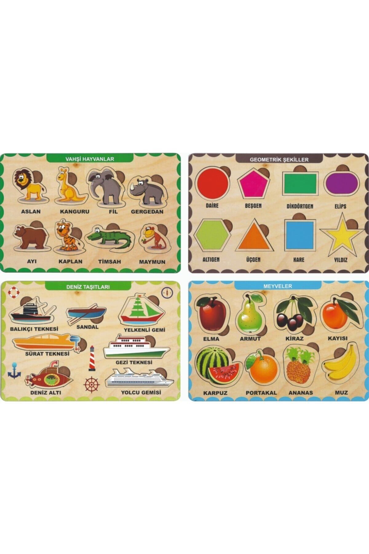 Fatess Maketçiniz 4 Adet Ahşap Bul Tak Eğitici Yapboz Seti 3 - EGC-461