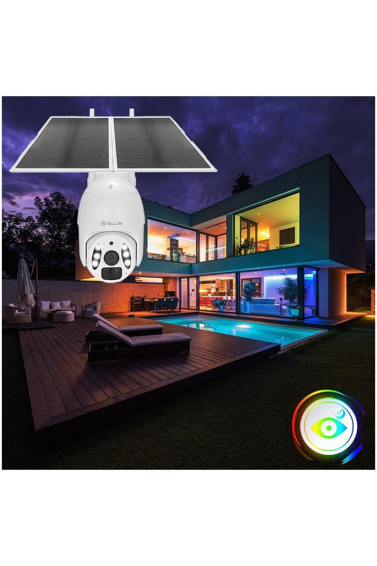 TELLUR-Cameră solară inteligentă WiFi 3MP 2K UHD, Pan/Tilt, Detecție mișcare PIR, Viziune nocturnă color 10