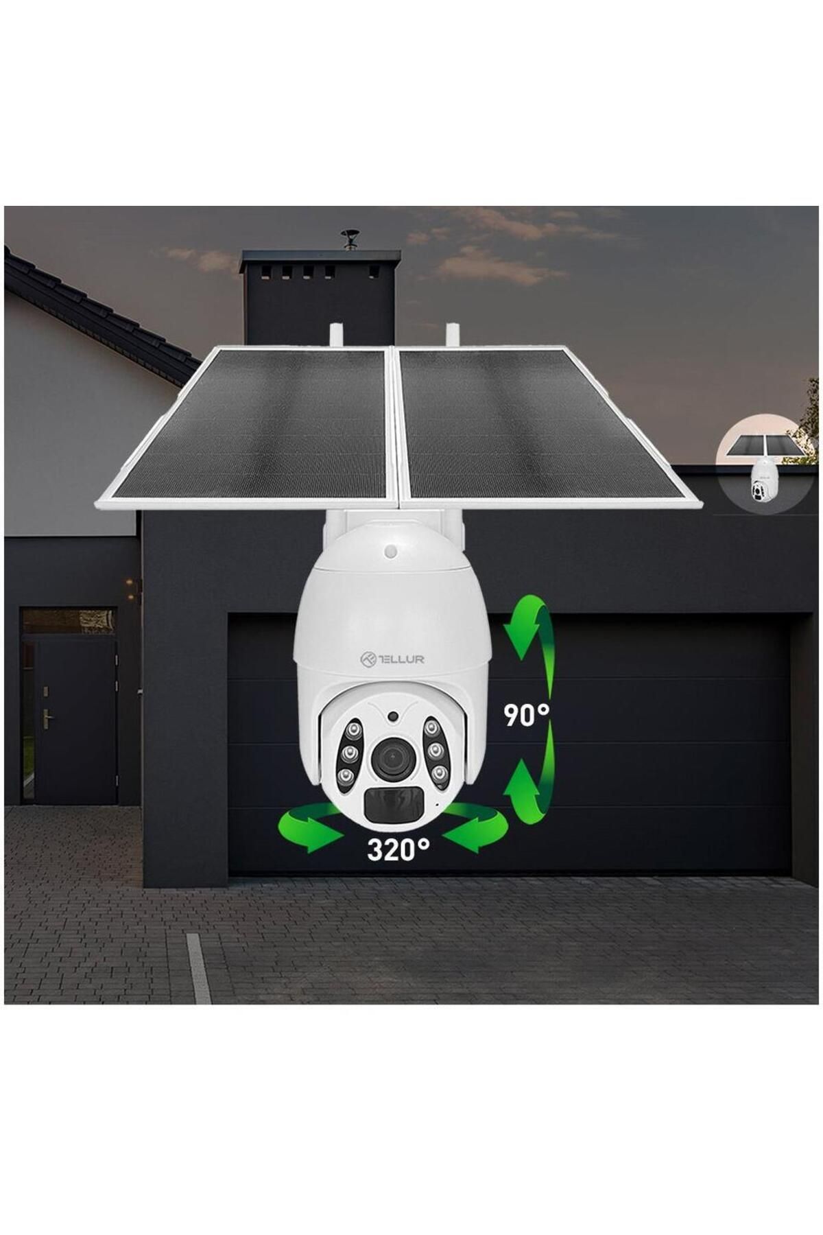 TELLUR-Cameră solară inteligentă WiFi 3MP 2K UHD, Pan/Tilt, Detecție mișcare PIR, Viziune nocturnă color 8