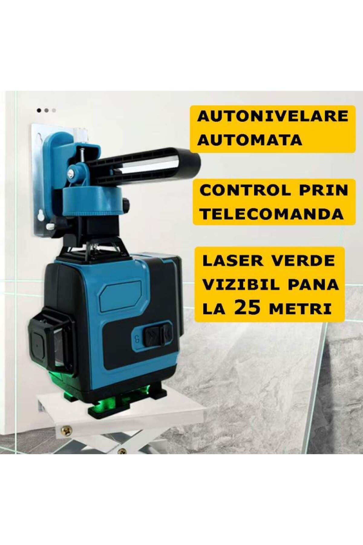SIKS-4D Laser Level, Self-Leveling, 16 Lines, 4x360º, IP-54, 25m, Remote Control, Case, Black/Blue 5