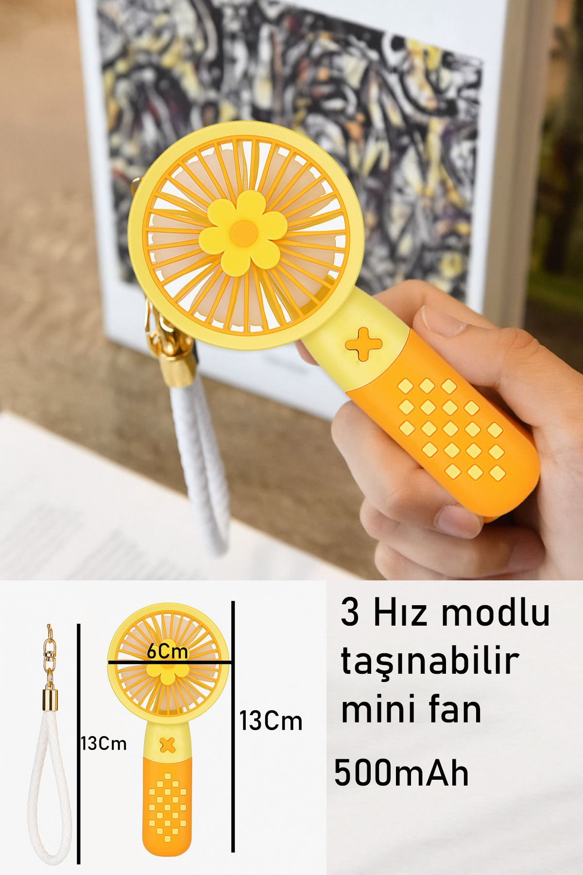 nextbuy Mini ElFanı Masa Fanı Soğutucu 1Modlu Taşınabilir Şarj Edilebilir PratikMini Vantilatör Sarı YM88160