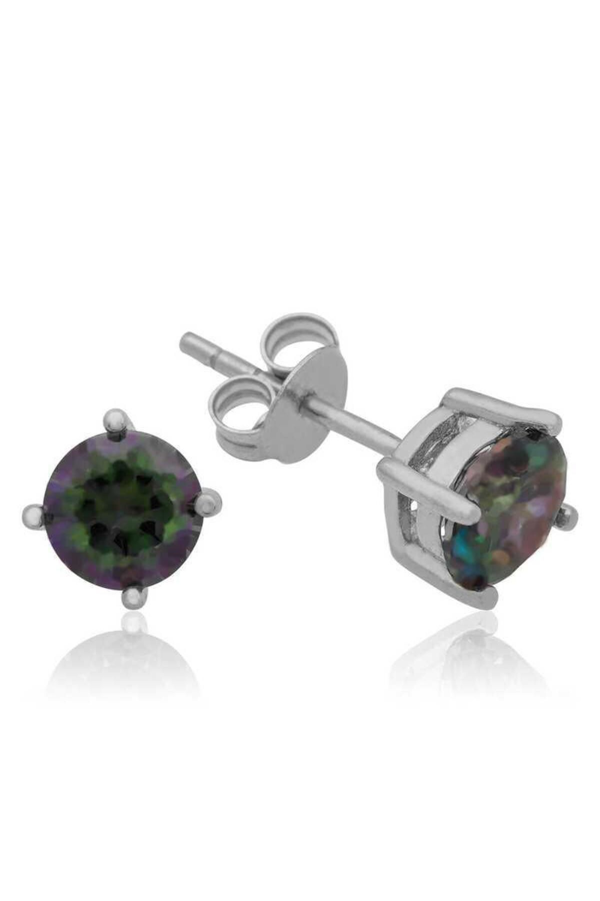 supertrend Süpertrend Gümüş 6 mm Mistik Topaz Çivili Küpe