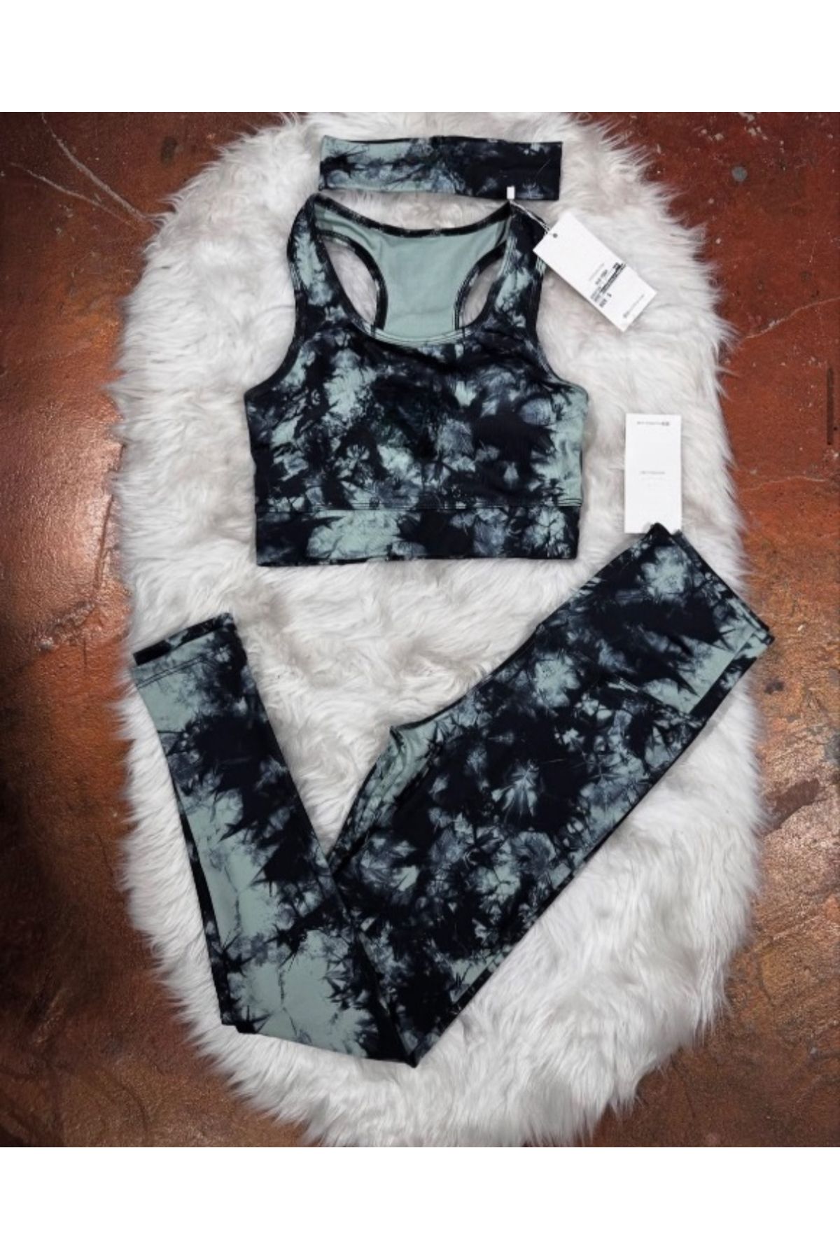 MODA Ola Renkli Büstiyer Tayt Bandana 3’lü Set