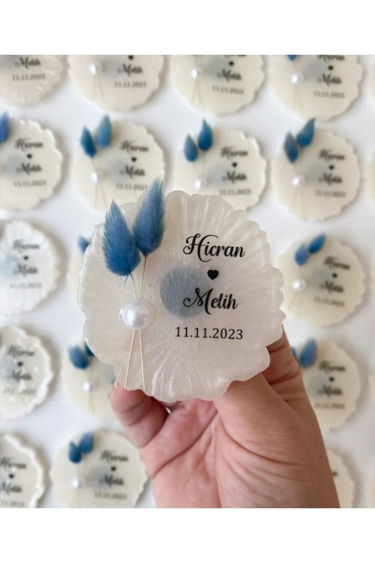 veraepoksi 🌿 Kişiye Özel İnci Detaylı Epoksi Magnet – 20 ADET Nişan, Nikah, Söz & Hatıra Hediyelik