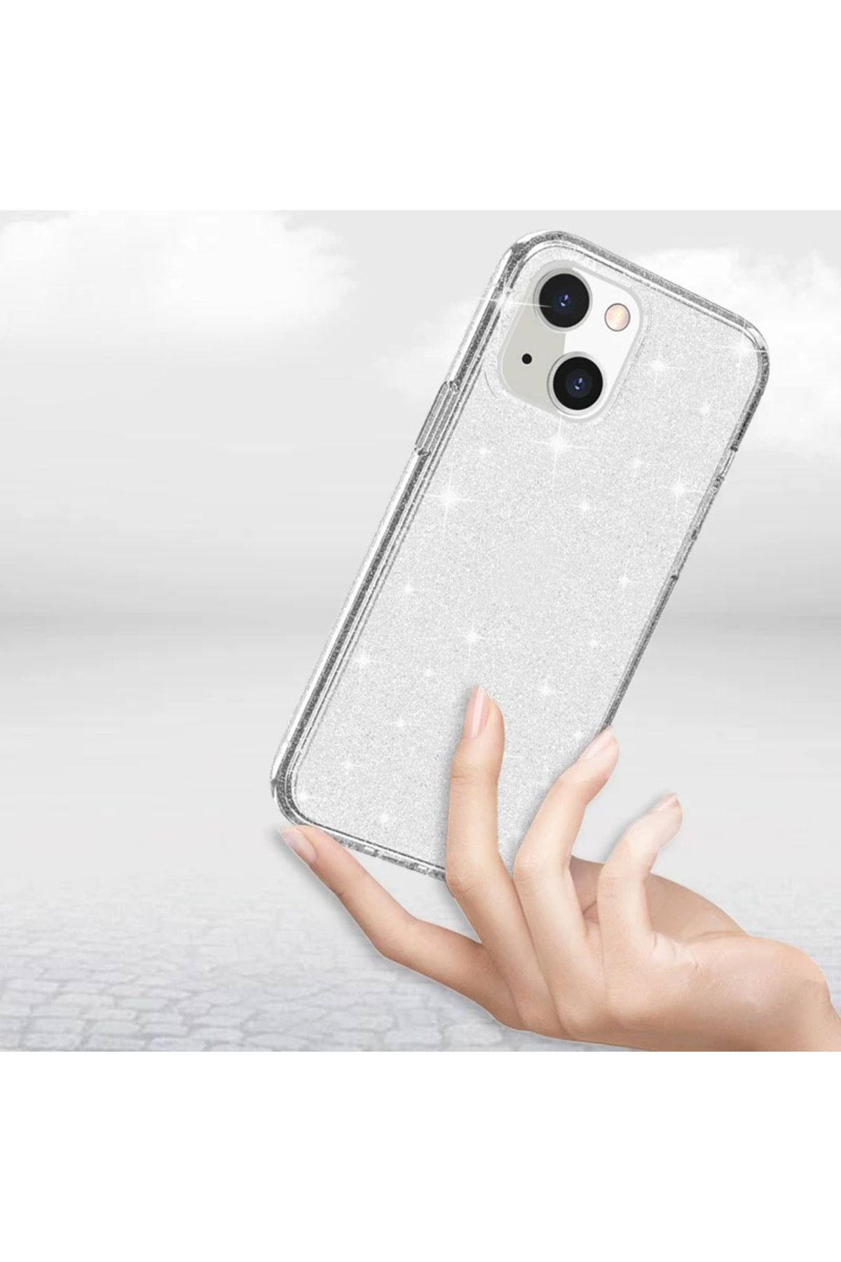 Roketcim Apple iPhone 14 Kılıf Parlayan Simli Şeffaf Redos Kapak