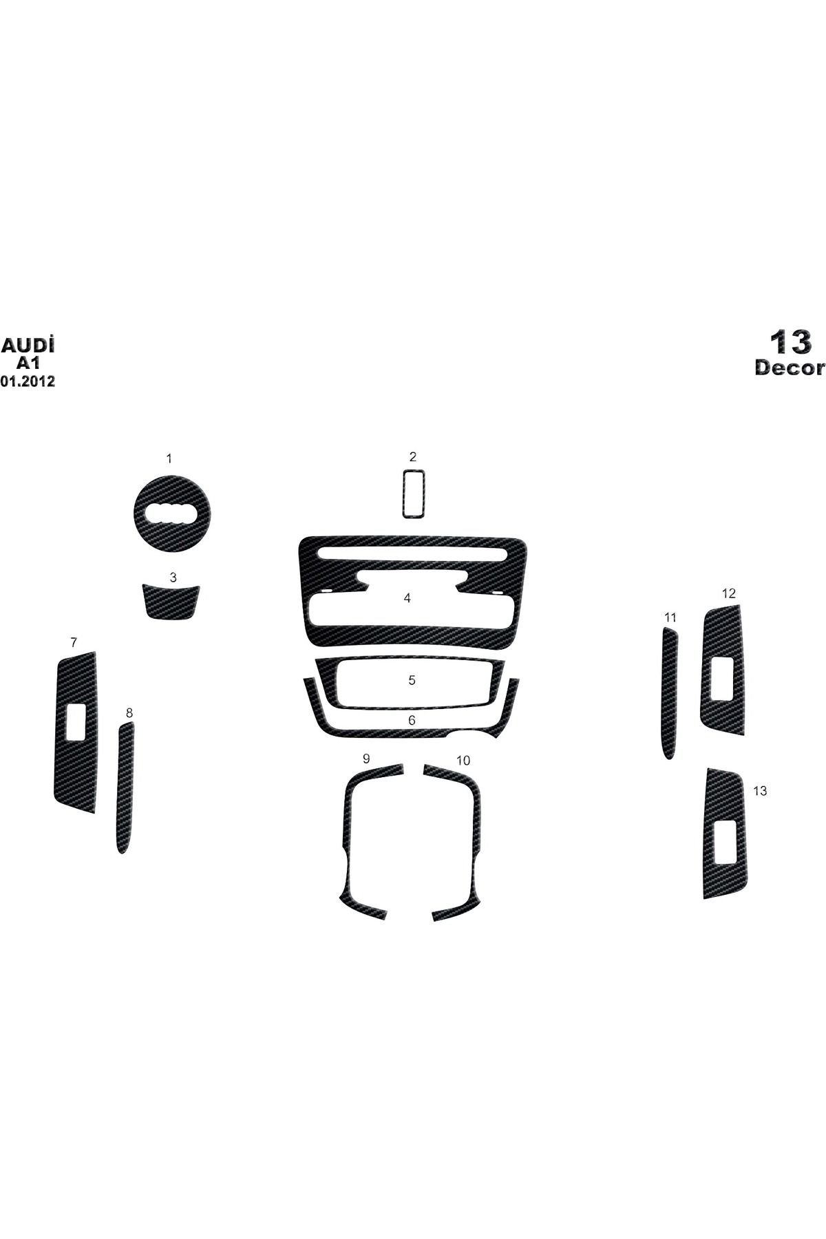 Marscockpitdesign Audi A1 Konsol-Torpido Kaplama 2002 13 Parça