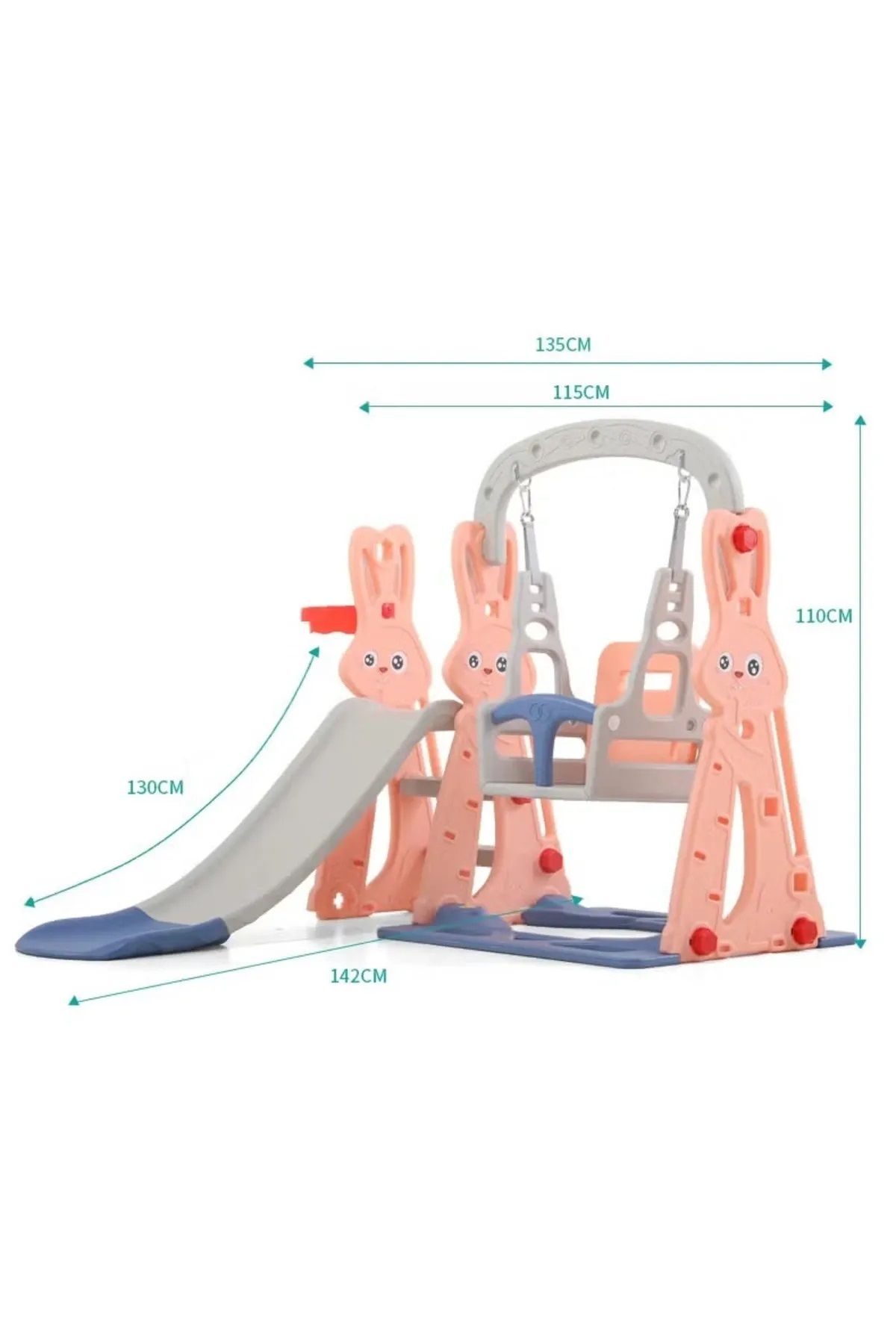 FULLJOY-Slide with swing, each rabbit shape with a basketball hoop 3*1. FJY-177 2