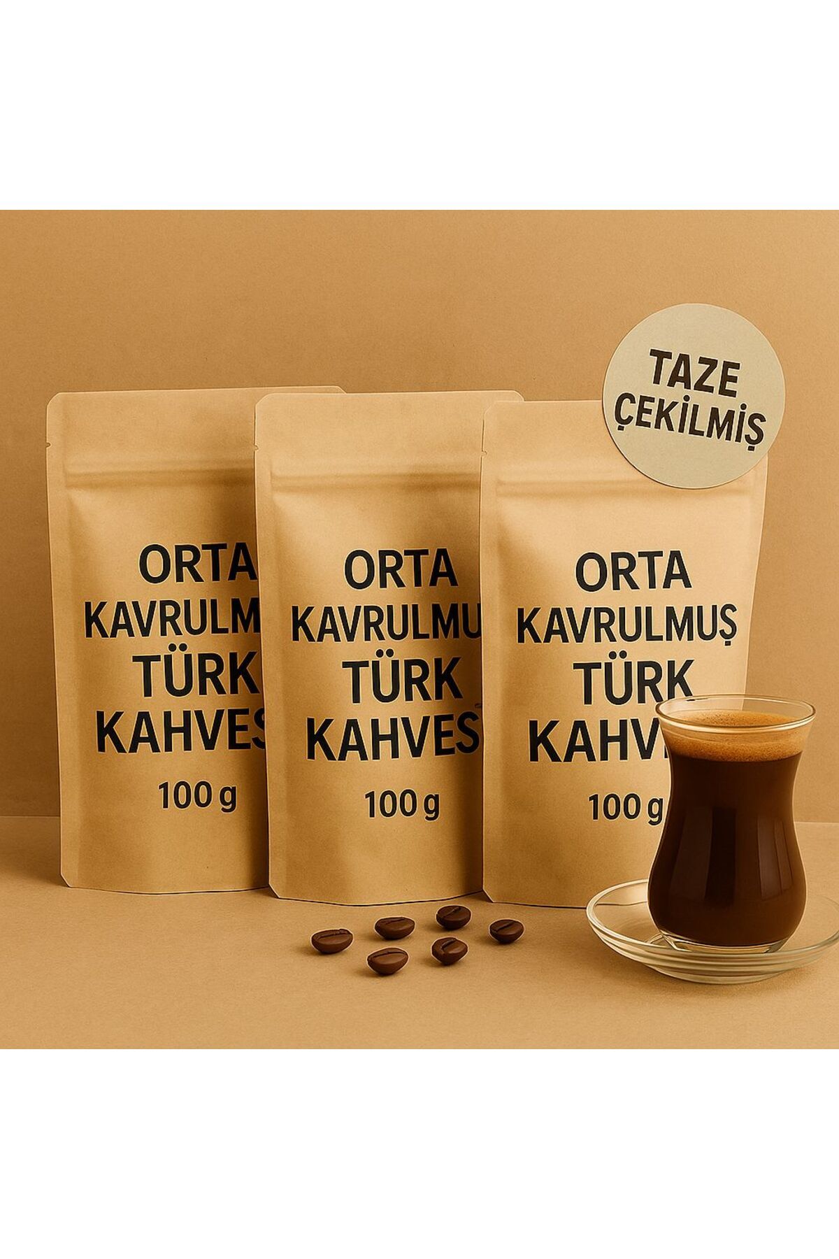 Hepyek Tarihi Büyüksaat Kahvecisi Orta Kavrulmuş Türk Kahvesi 100 gr x 3 Paket– Taze Çekilmiş , Bol Köpüklü