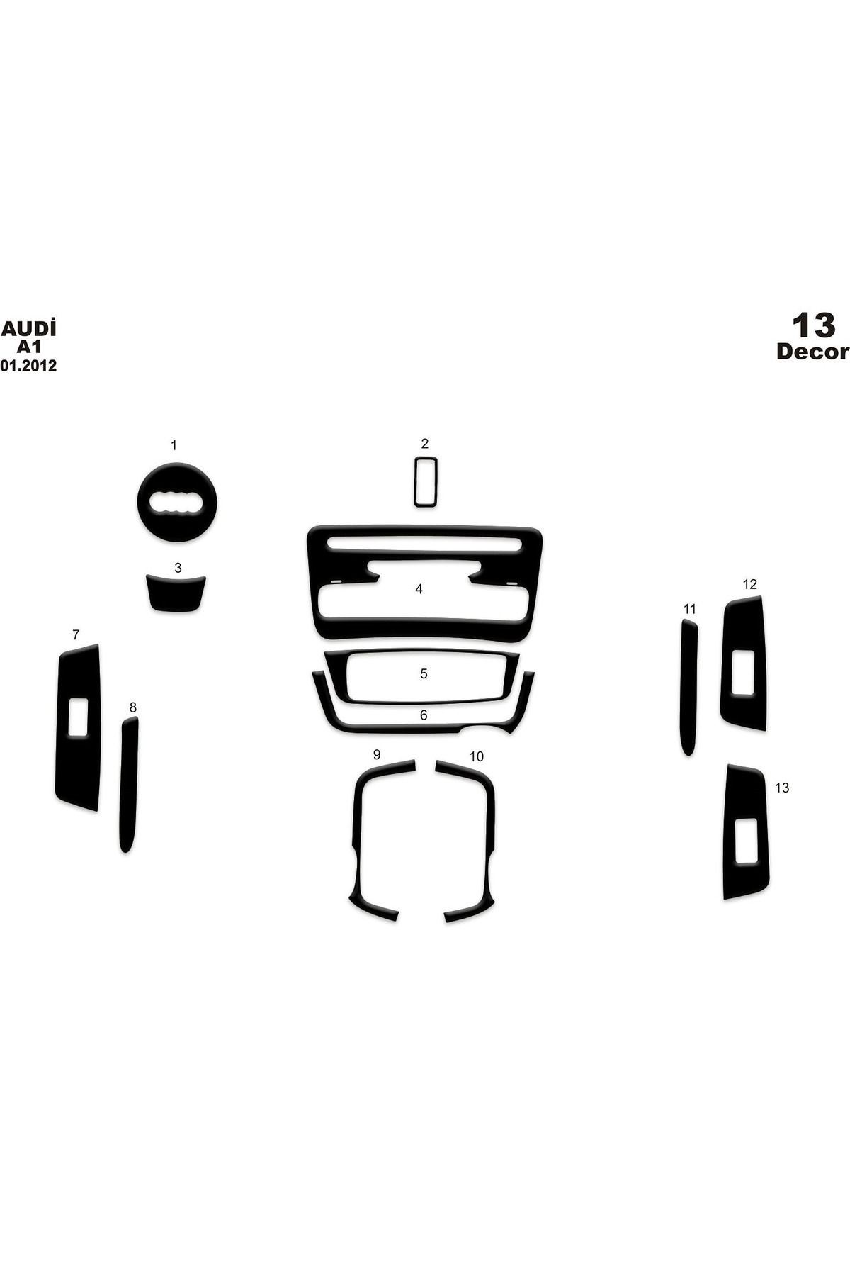 Marscockpitdesign Audi A1 Konsol-Torpido Kaplama 2002 13 Parça
