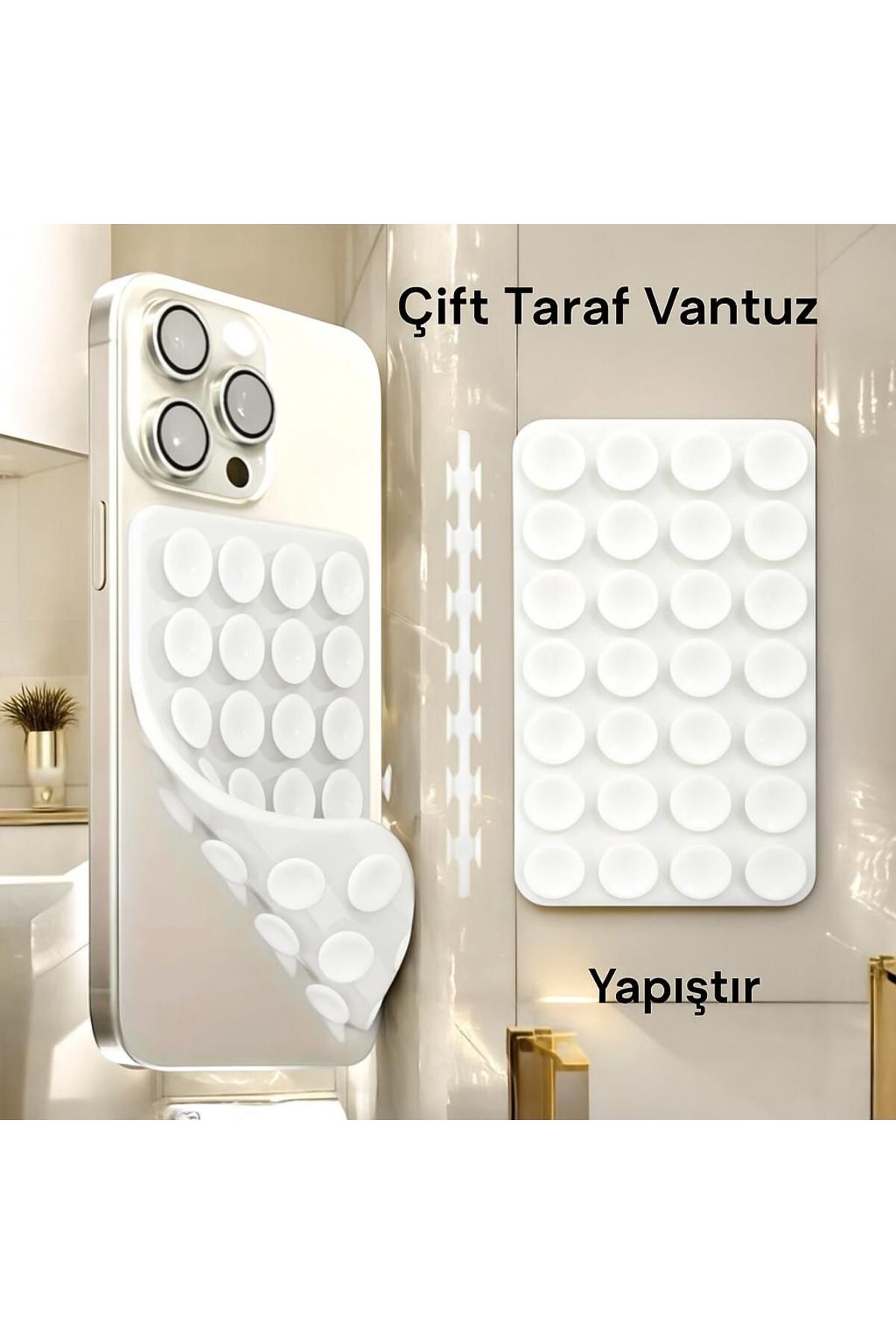Casecollection Slikon Çift Taraflı Vantuz Telefon Tutucu Vakum,Cama Yapışan Çift Taraflı