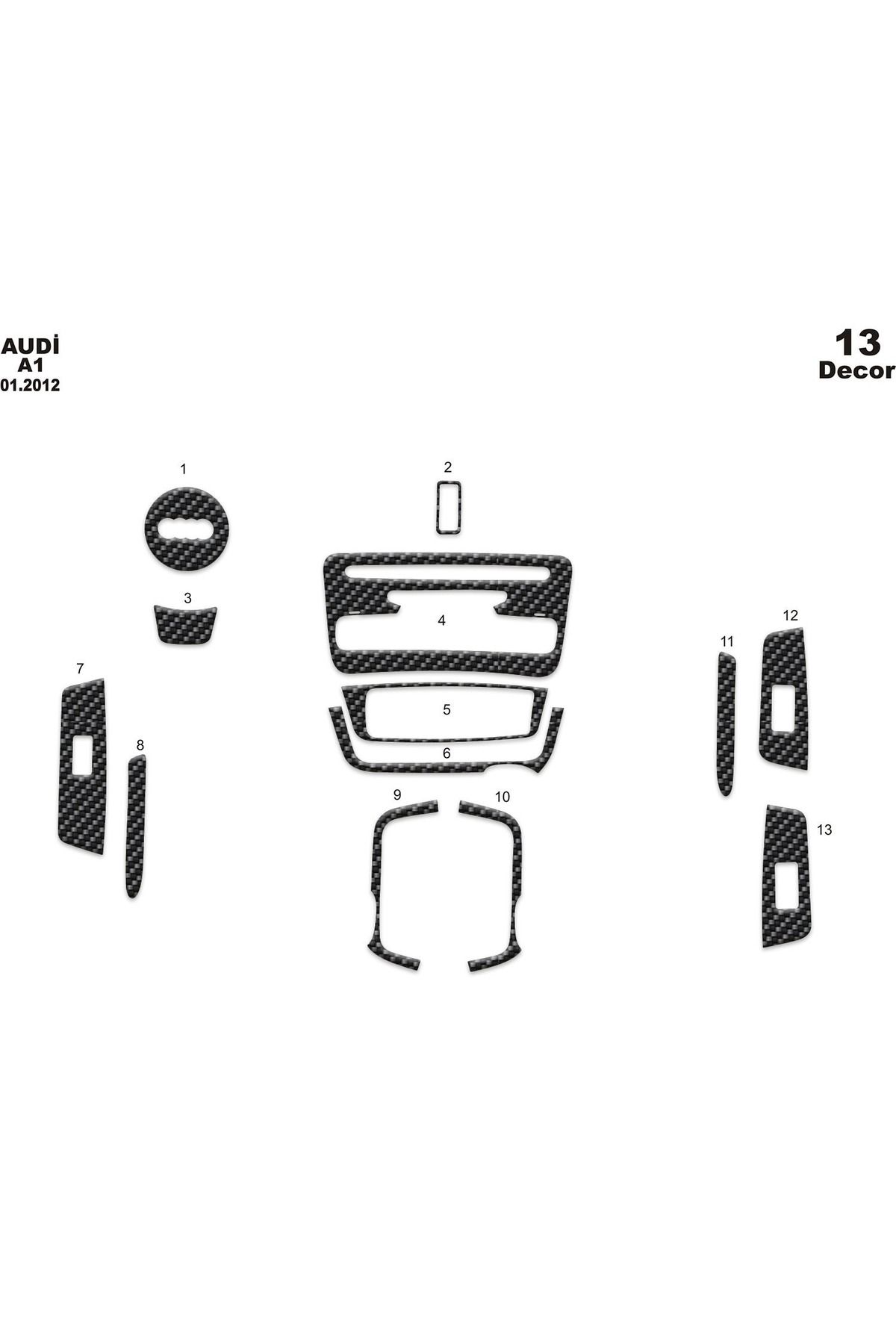 Marscockpitdesign Audi A1 Konsol-Torpido Kaplama 2002 13 Parça