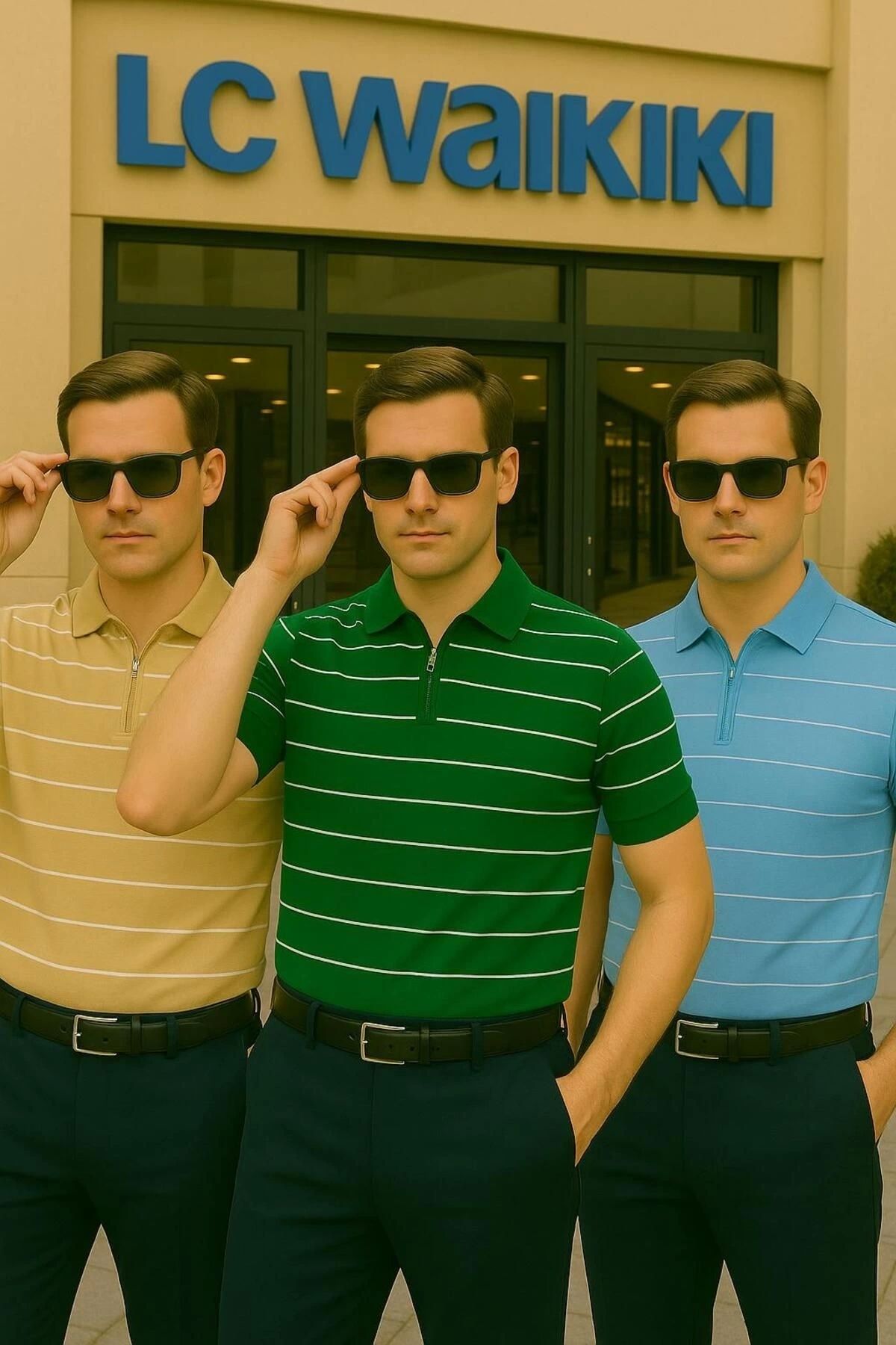 LC Waikiki 3'lü Fırsat Polo Yaka, Fermuarlı, Modern Fit Kısa Kollu Erkek Çizgili Triko Tişört - Çizgili Tasarım
