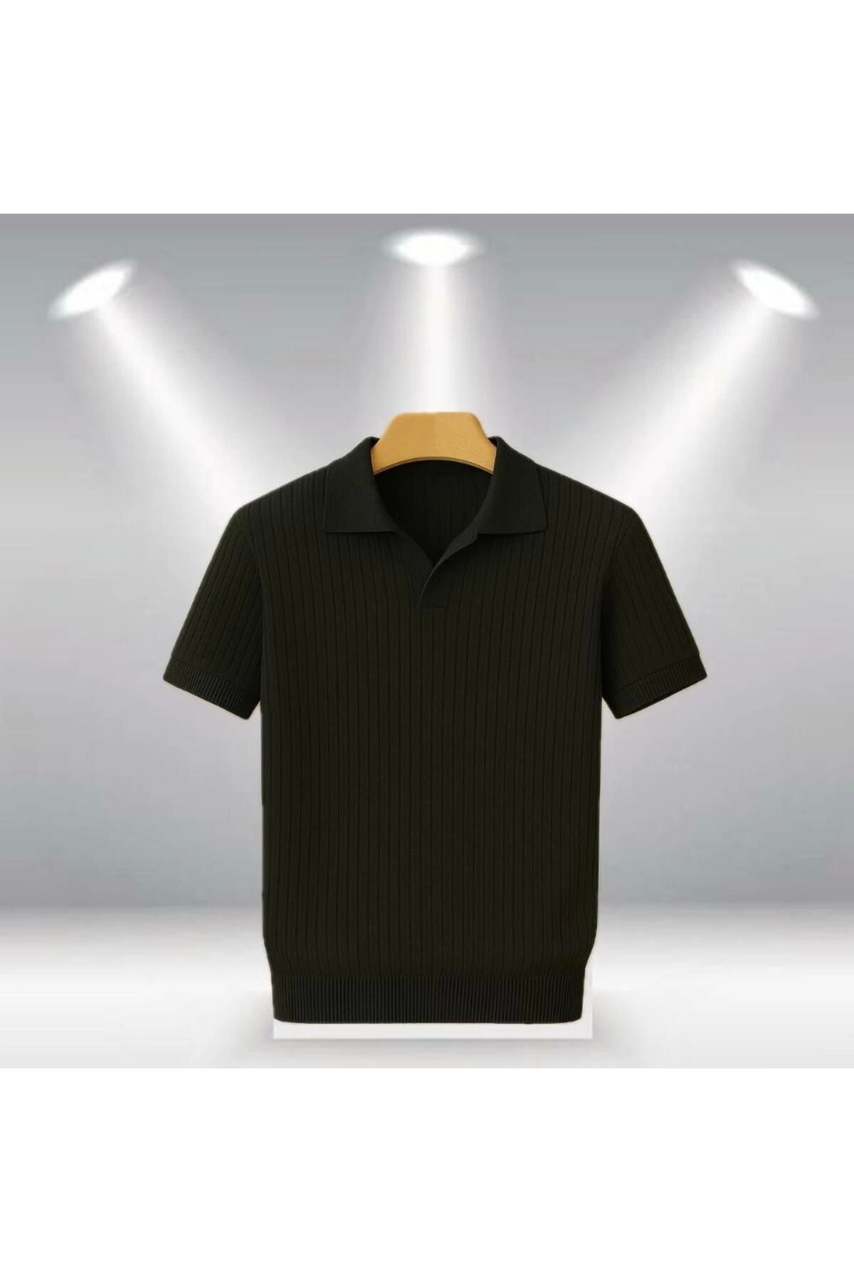 LC Waikiki Polo Yaka Açık Yaka Çizgili Kısa Kollu Erkek Yazlık Triko Tişört Nefes Alabilen Kumaş