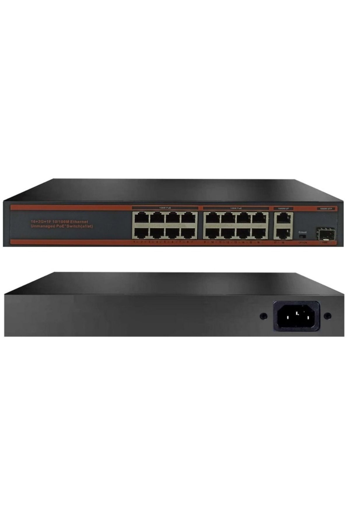 coredata 16 Port 10/100 PoE + 2 Port FE Ethernet 60W PoE Yönetilemez Switch