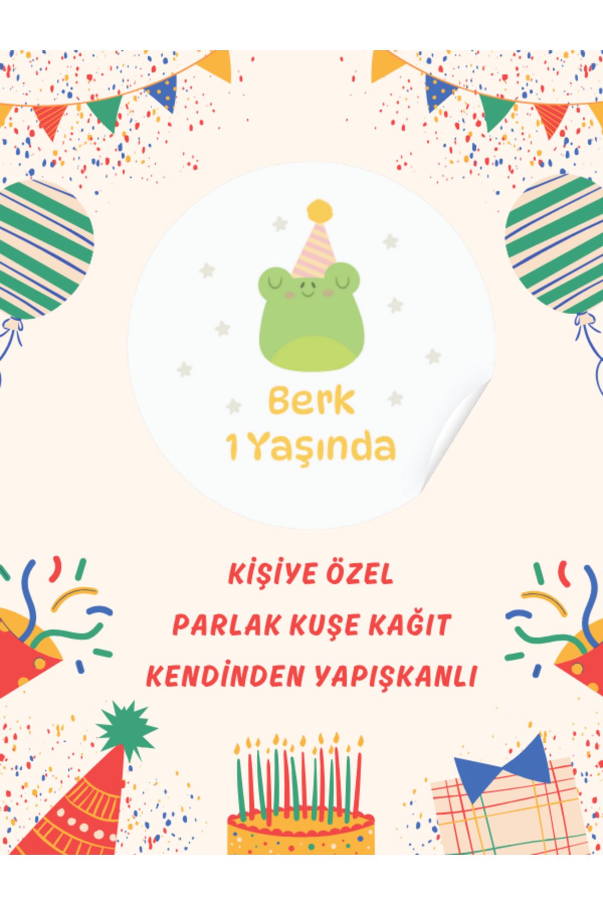 ST Design Kişiye Özel İsimli Doğum Günü Etiketi, Kendinden Yapışkanlı Babyshower, Hoşgeldin Bebek Sticker
