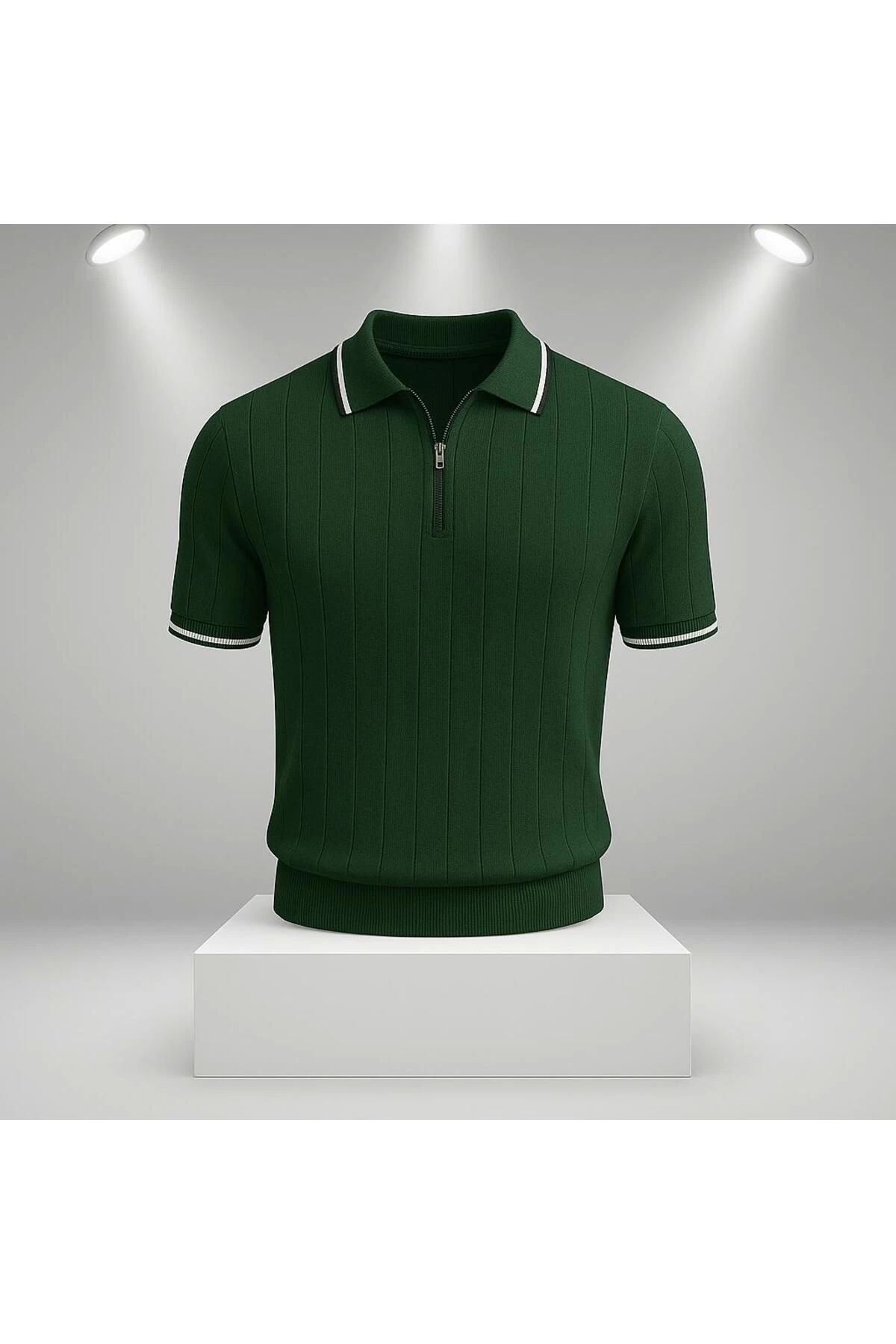 LC Waikiki LCWAIKIKI Polo Yakalı Fermuarlı Lastikli Kısa Kollu Erkek Yazlık Triko Tişört