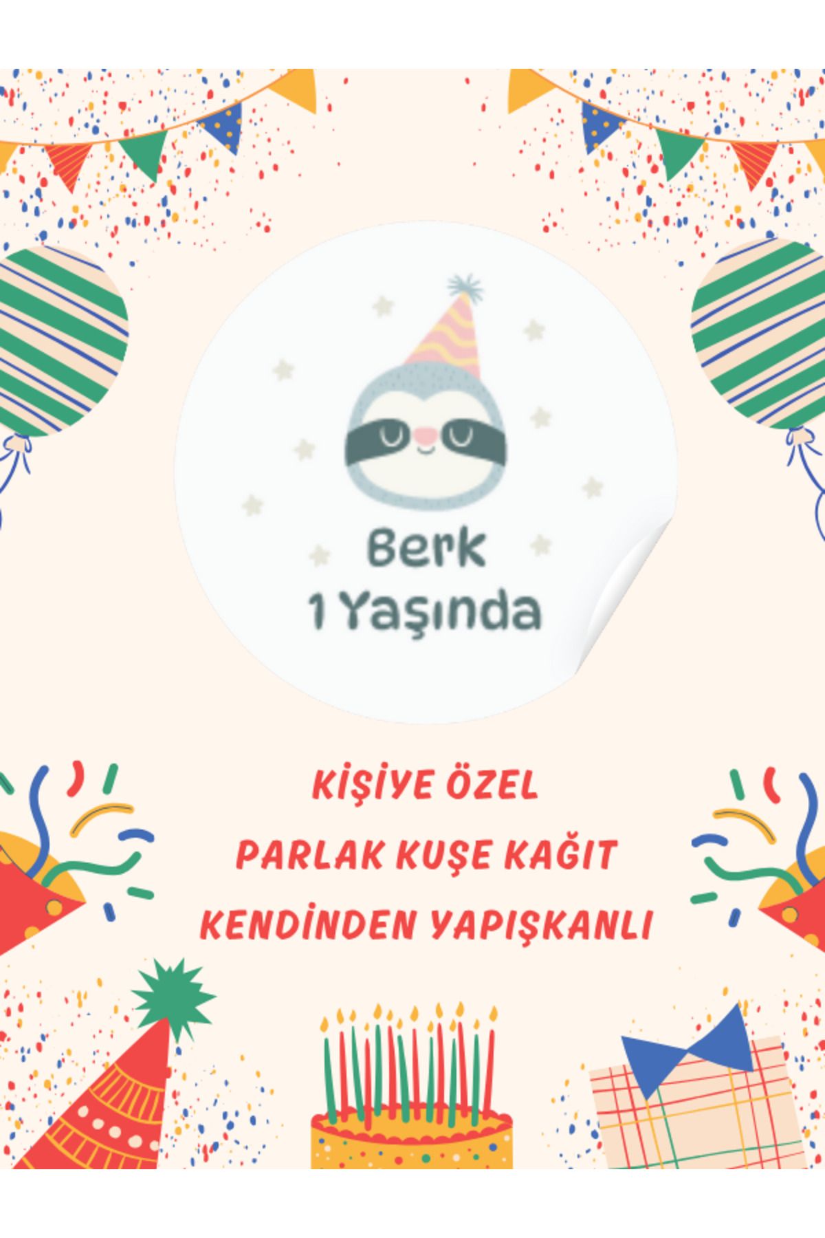 ST Design Kişiye Özel İsimli Doğum Günü Etiketi, Kendinden Yapışkanlı Babyshower, Hoşgeldin Bebek Sticker