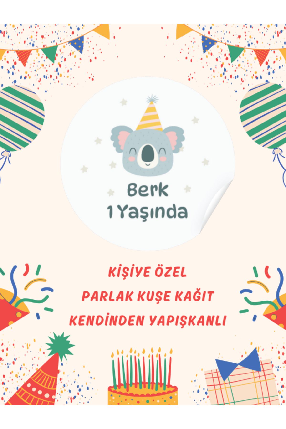 ST Design Kişiye Özel İsimli Doğum Günü Etiketi, Kendinden Yapışkanlı Babyshower, Hoşgeldin Bebek Sticker