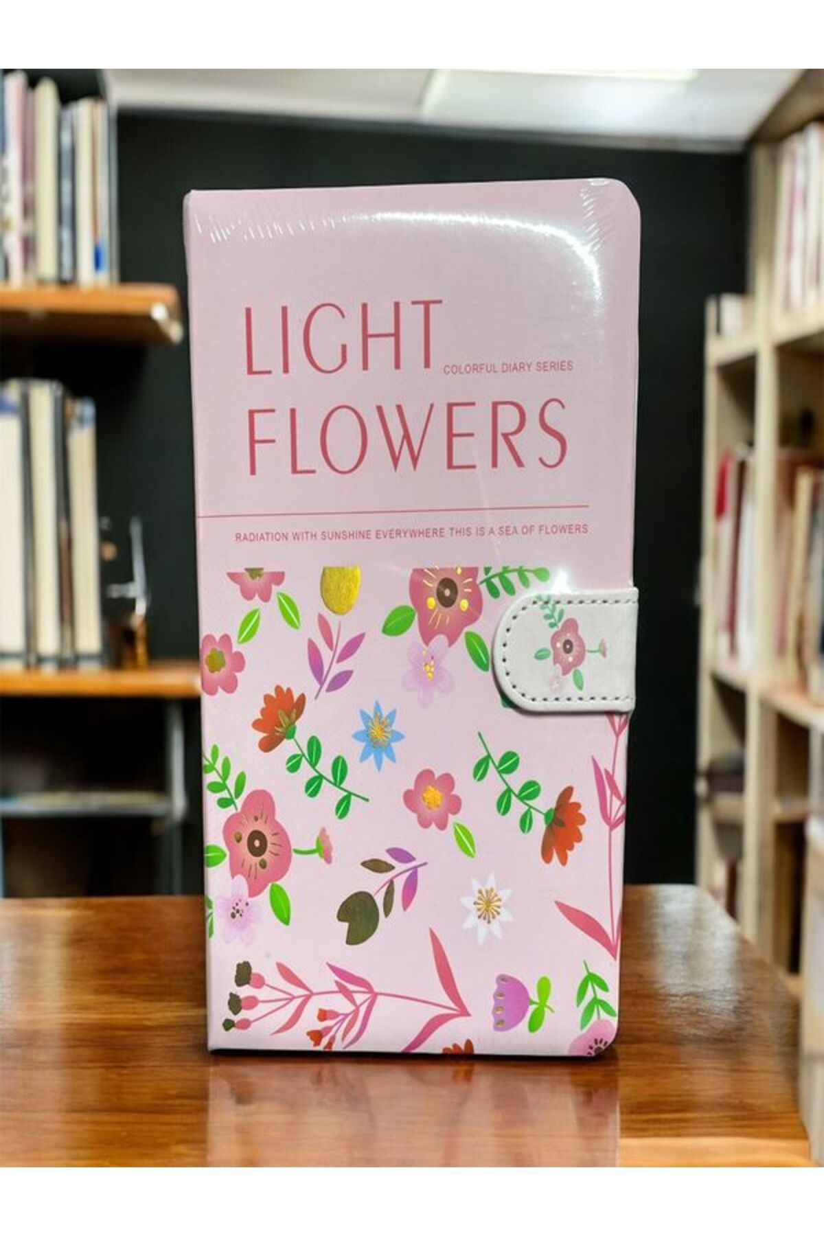EyER Shoping Flowers Temalı Yaldızlı Kapak Tasarımlı Mıknatıslı Süresiz Defter/ Ajanda Pembe