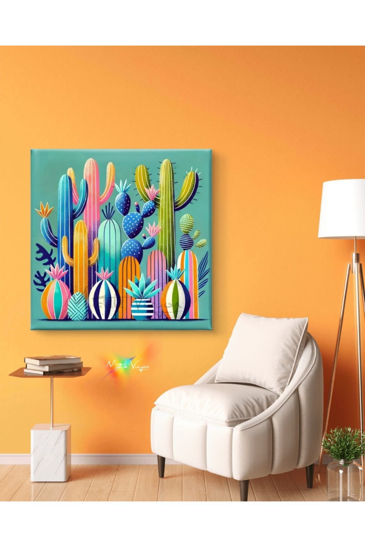 Mystic Art Renkli Kaktüsler Kanvas Tablo